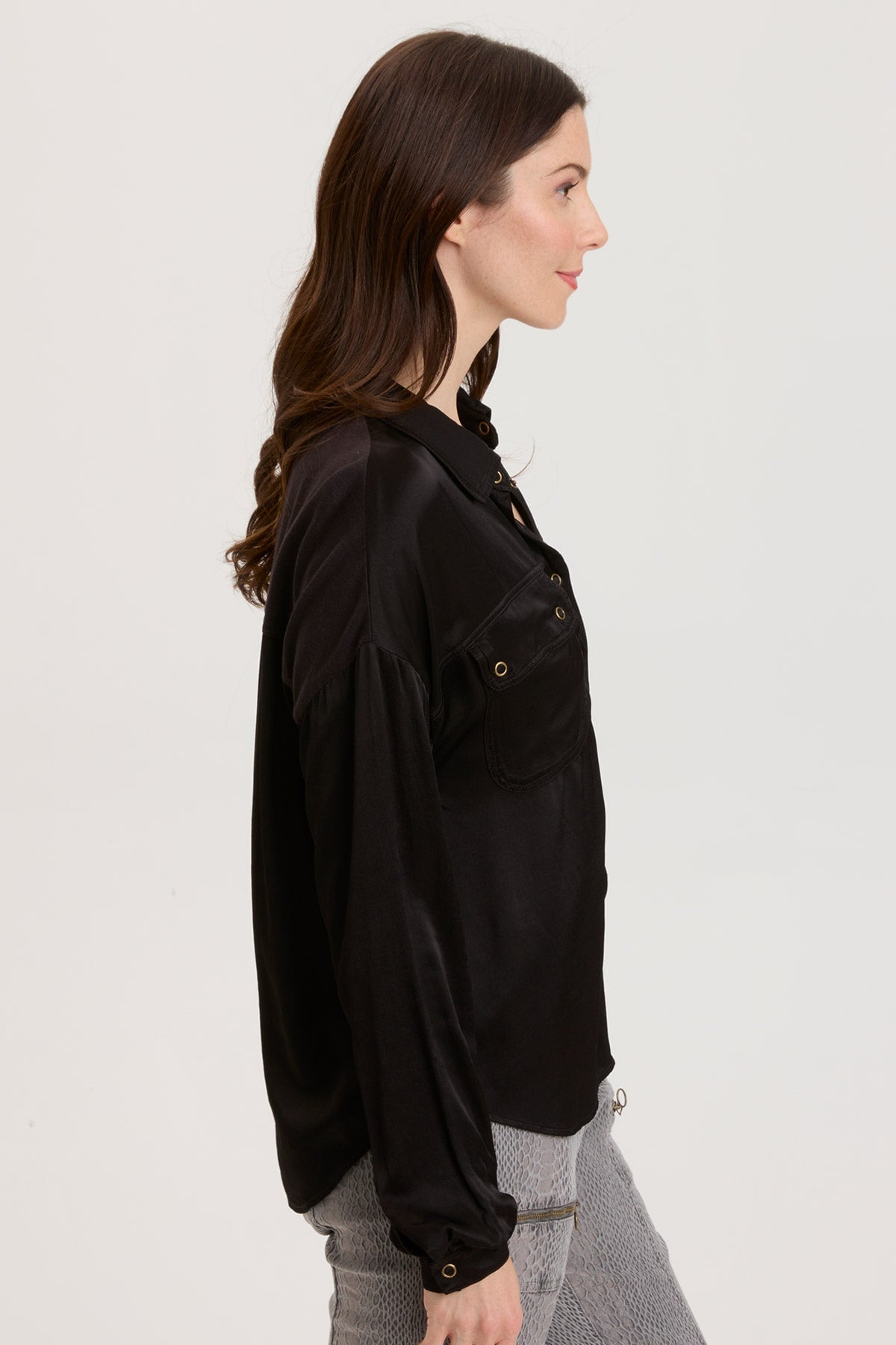 Baris Snap Up Black Shirt for Women - Stylish & Comfortable Button Down Top for Casual Wear, Office & Outings