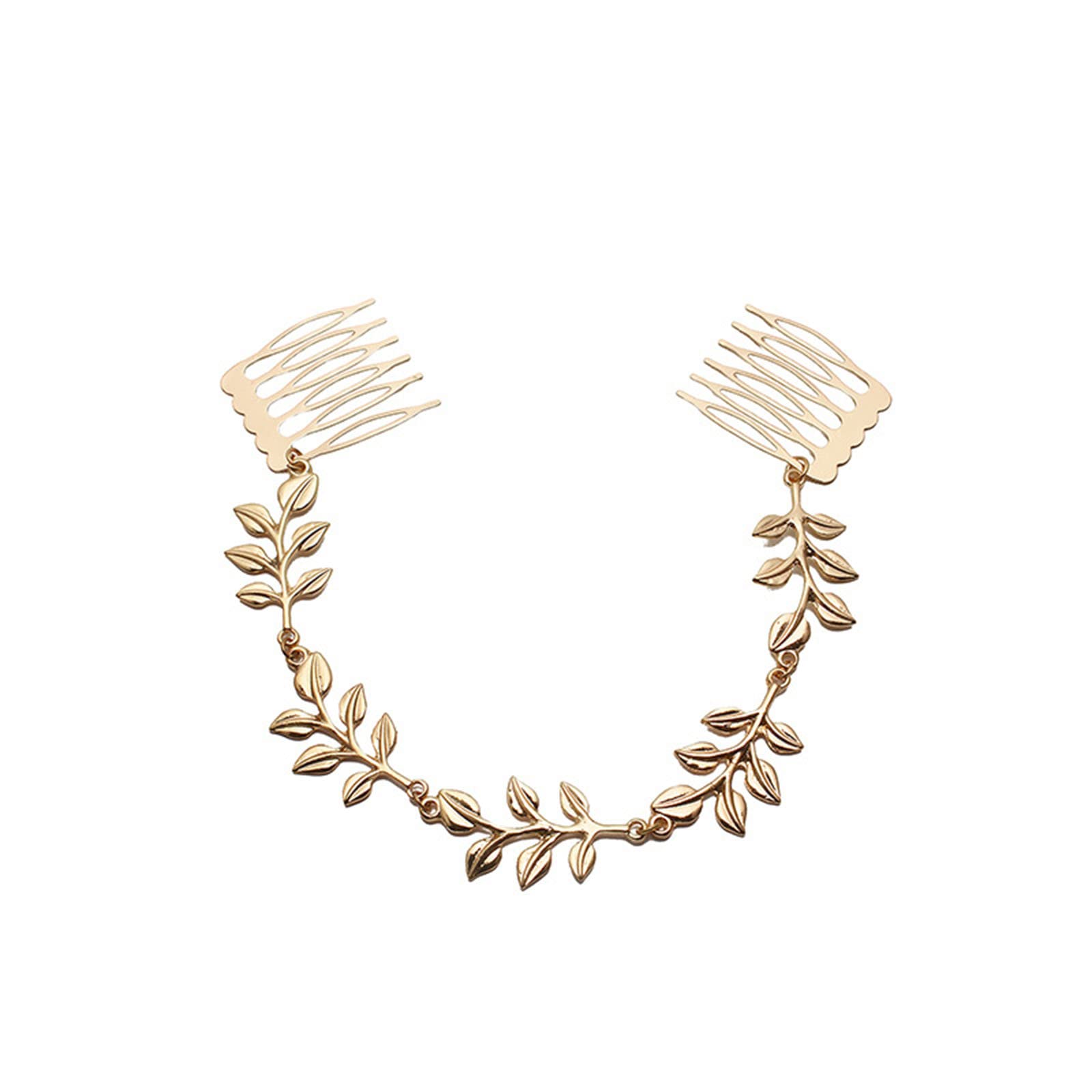Elegant Gold Leaf Hair Comb & Barrettes - Alloy Chain Hair Clips for Women & Girls | Wedding, Party & Everyday Hair Accessories
