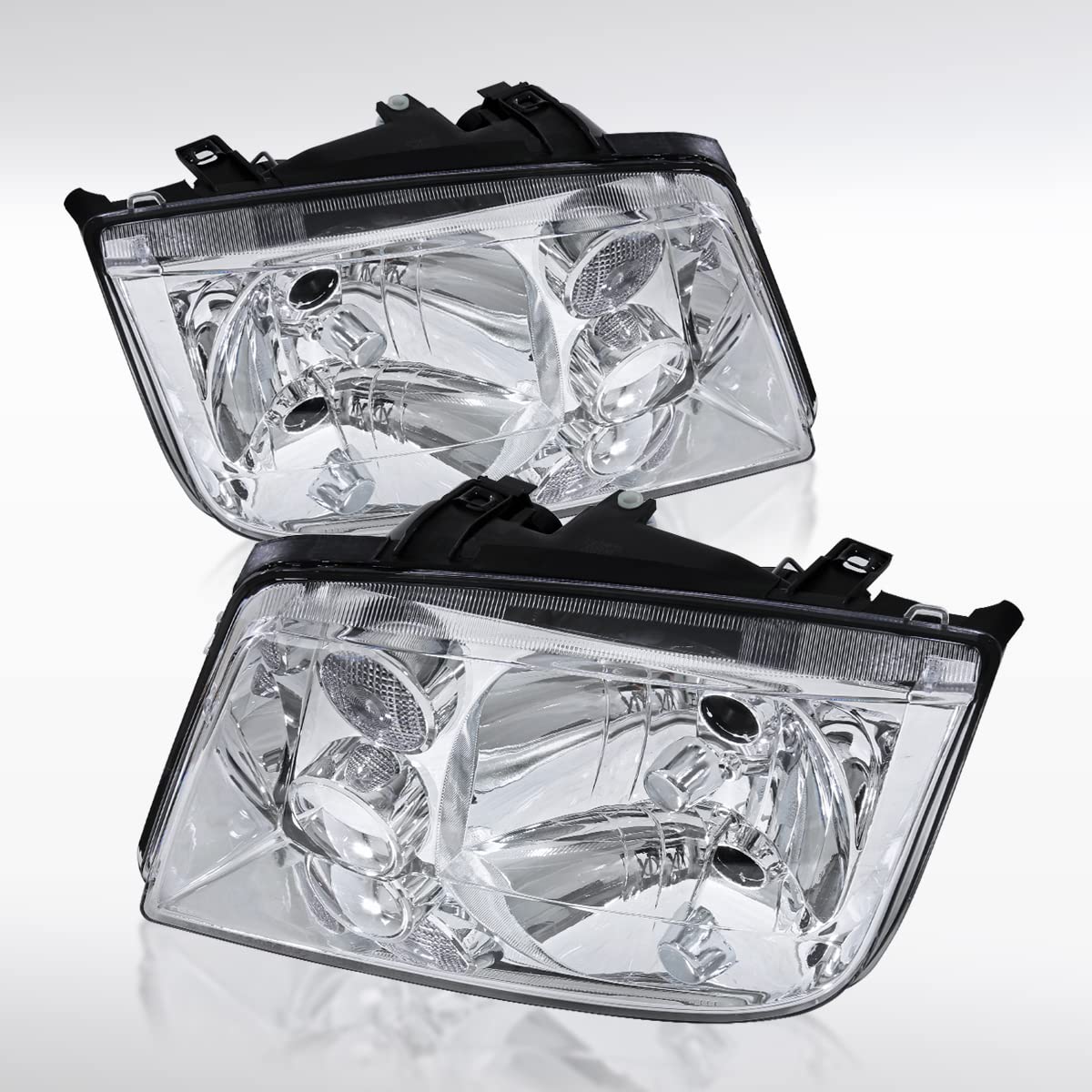 AUTOZENSATION Clear Headlight Assembly with Built-in Fog Lights - Compatible with 1999-2005 Volkswagen Jetta Bora Mk4 (Left & Right Pair) - Perfect for Night Driving & Foggy Conditions