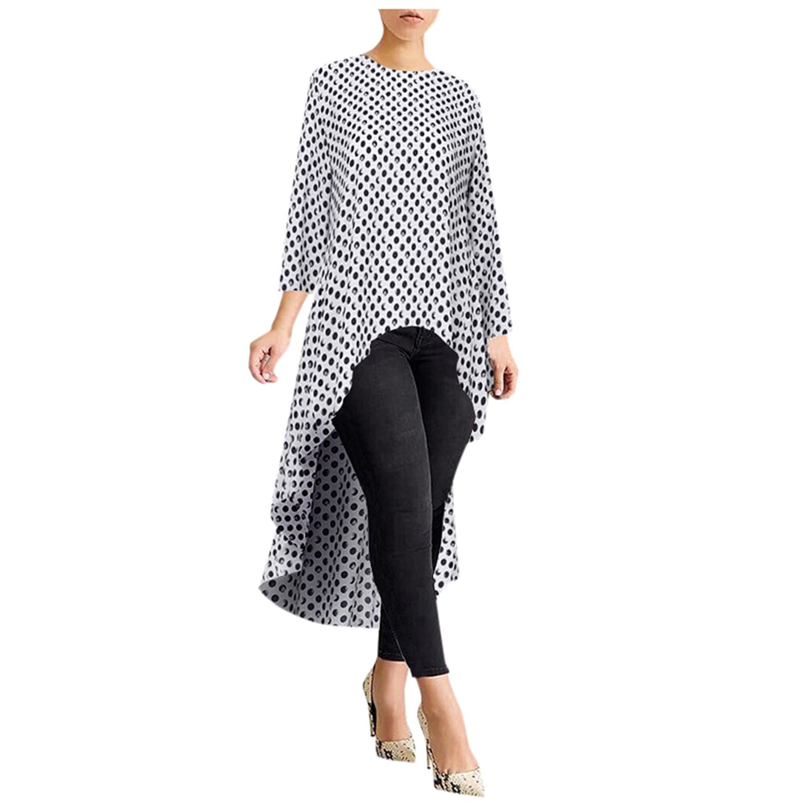 Women's Long Sleeve V-Neck T-Shirt - Casual Loose Fit Blouse with Side Split, Workout Tunic Top for Leggings | Fall Fashion Essential | Perfect for Yoga, Office Wear & Everyday Outfits (White)