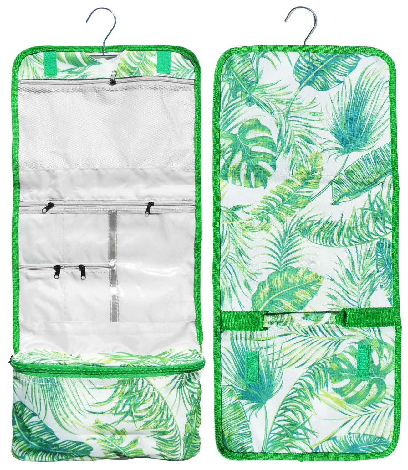 Large Hanging Toiletry Bag - Green Palm Tree Design for Travel & Beach