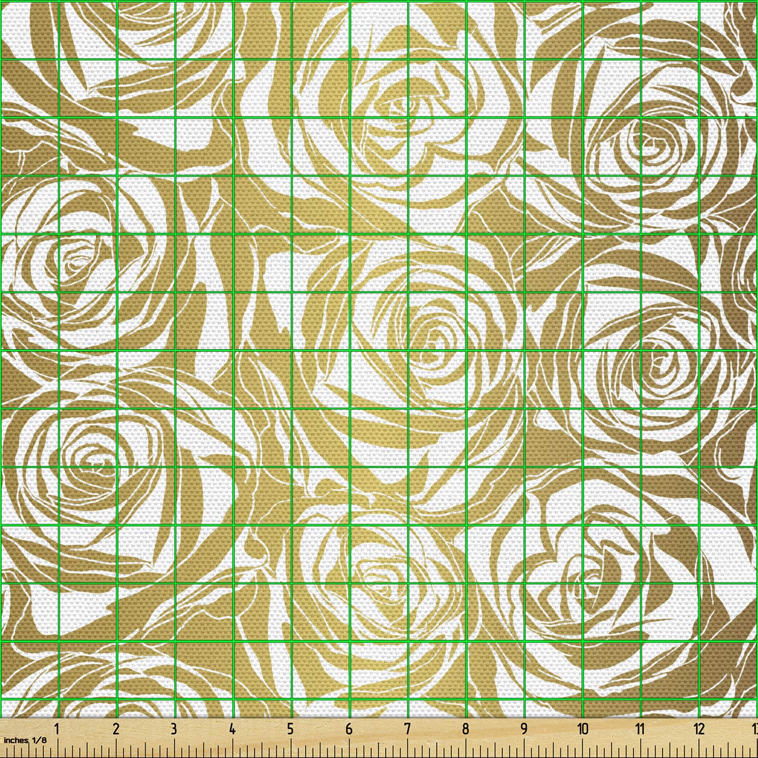 Ambesonne Floral Fabric - Yellow Golden Roses for Upholstery & Home Decor