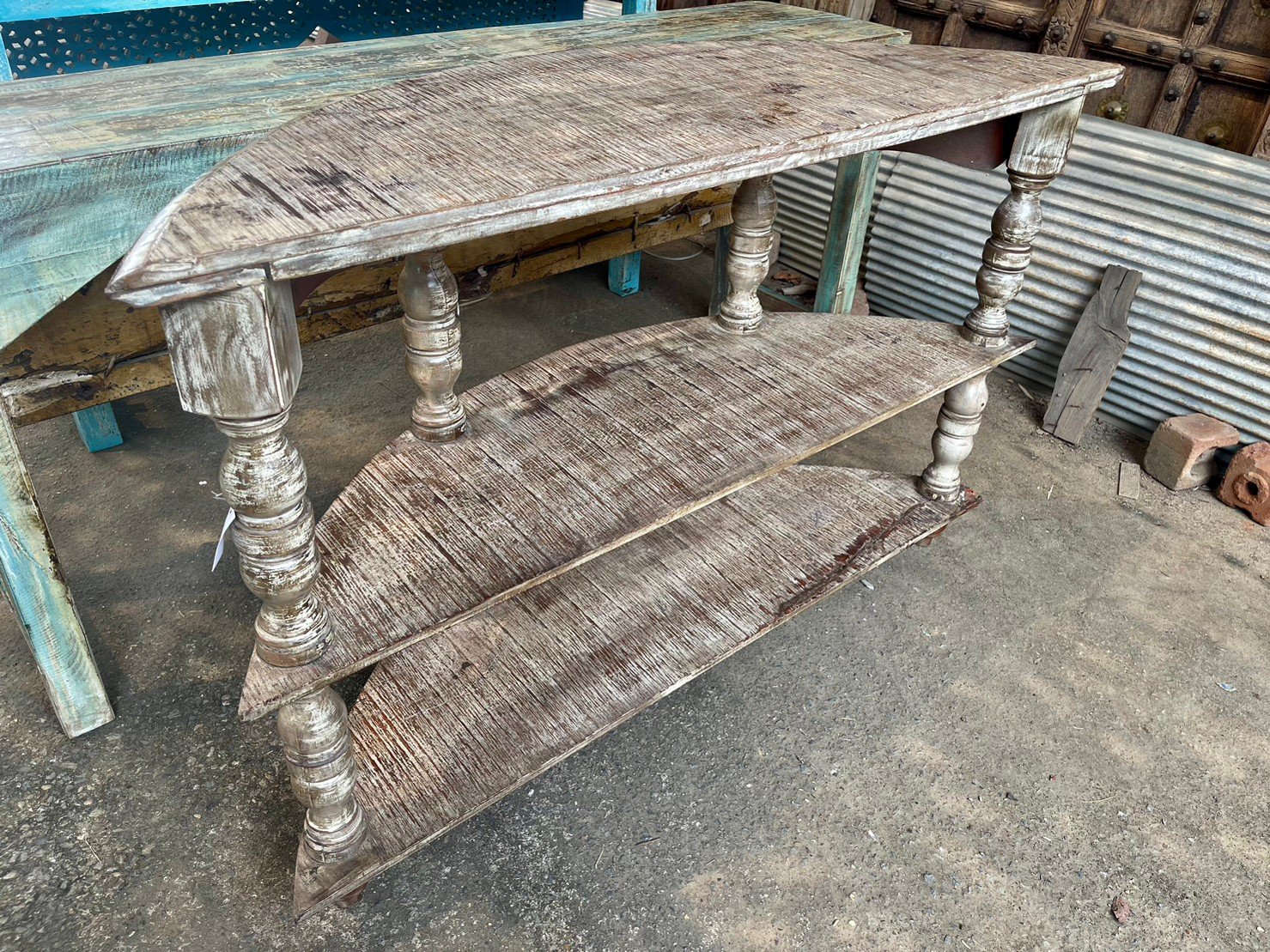 French Arched Hand Carved Solid Wood Console Table - Rustic White Entryway Hall Table for Farmhouse Decor | Perfect for Foyer, Living Room & Dining Room