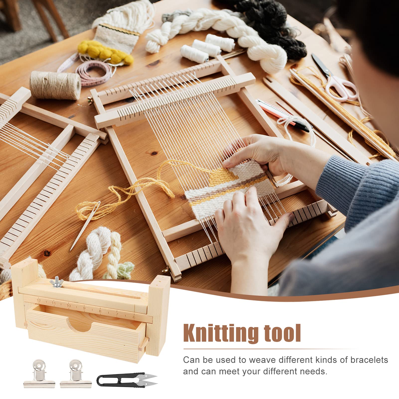 Wakauto Wood Bracelet Maker Kit with Cord - DIY Weaving Tools for Crafting Bracelets