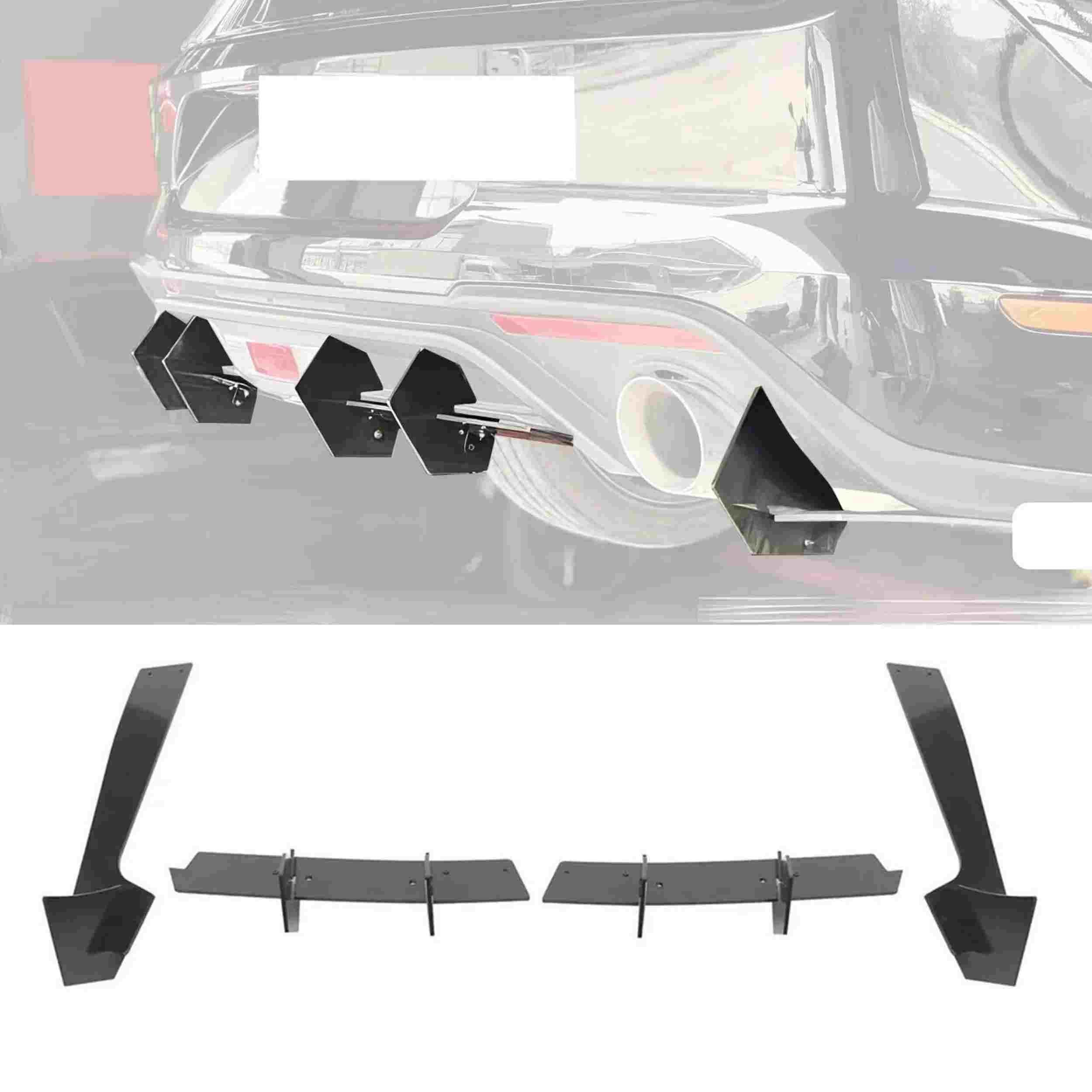 2018-2021 Ford Mustang EcoBoost Gloss Black ABS Rear Bumper Diffuser - Aerodynamic Upgrade for Enhanced Performance & Style - Perfect for Street Racing & Car Shows