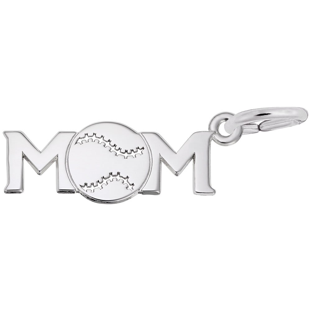 Baseball Mom Charm - Sterling Silver Pendant for Bracelets & Necklaces - Perfect Gift for Baseball Moms & Sports Lovers