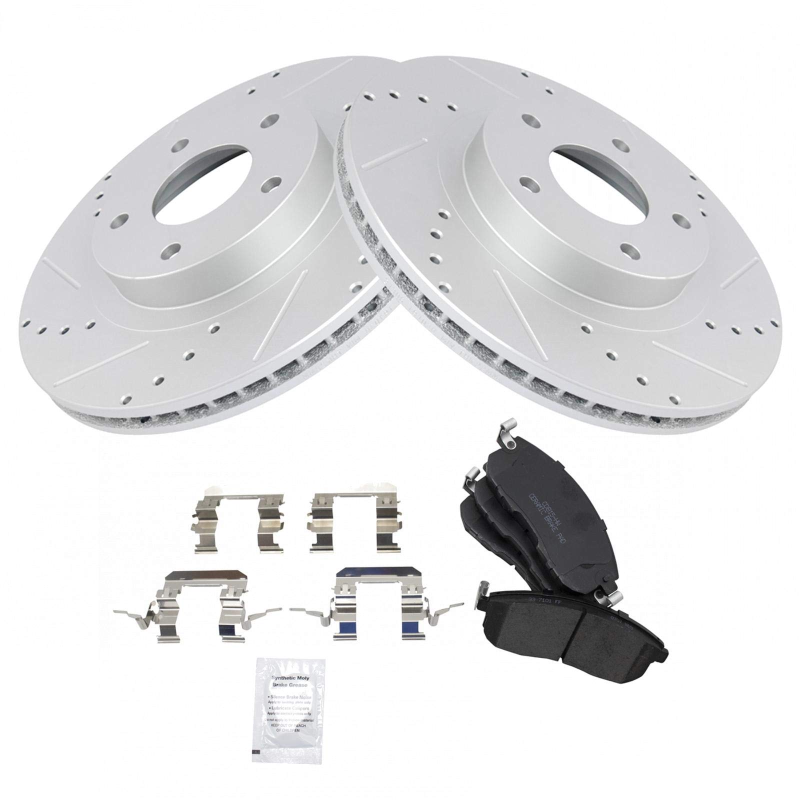 High Performance Drilled & Slotted Brake Rotors with Ceramic Pads - Front Set Compatible with Nissan Maxima (Year Range) | Enhanced Stopping Power for Street Racing & Daily Commuting