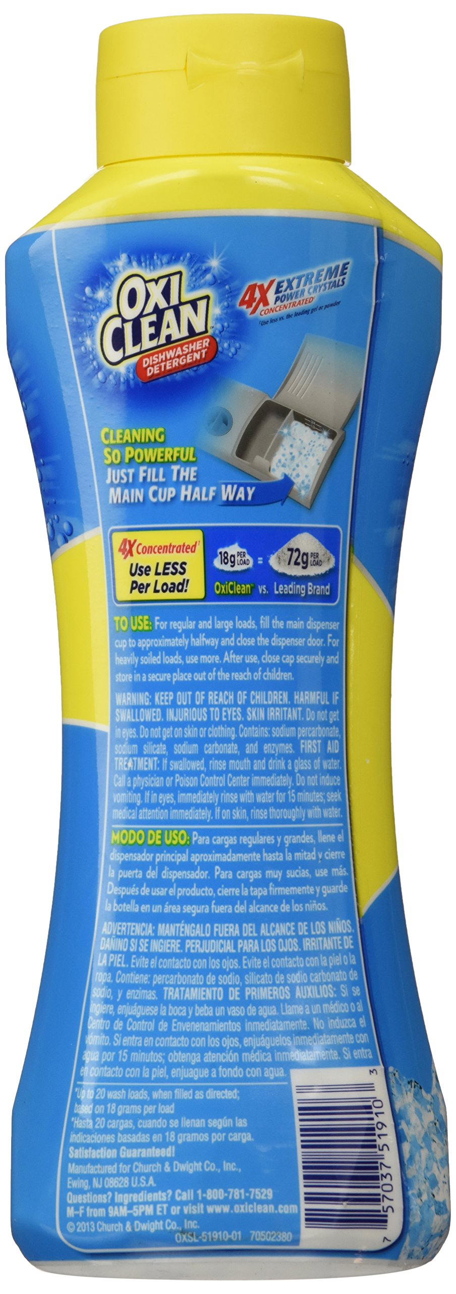 Oxiclean Dishwasher Detergent Lemon 12.7oz - Powerful Cleaning for Tough Stains