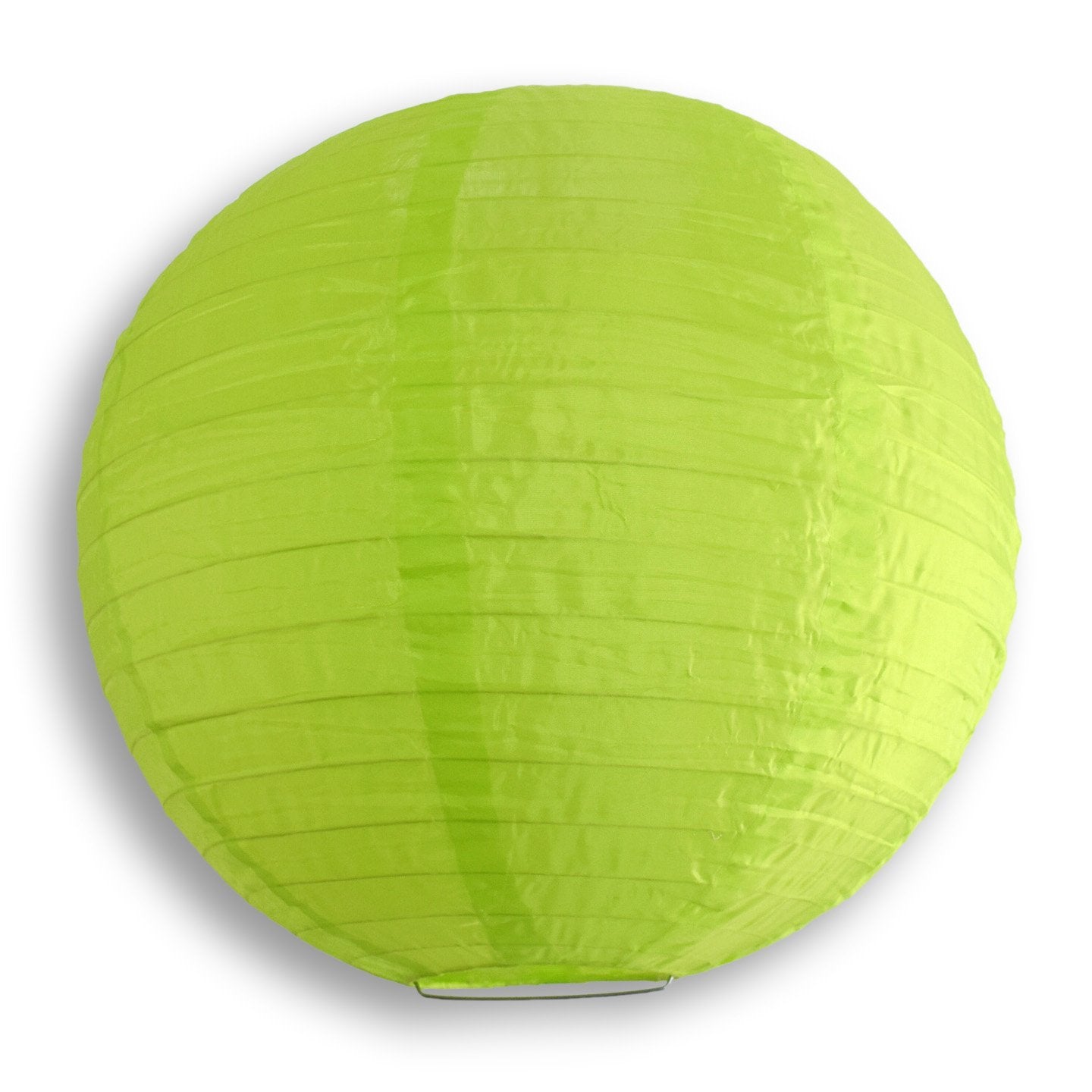 24 Inch Apple Green Shimmering Nylon Lantern with Parallel Ribbing - Durable Hanging Decoration for Patio, Garden & Outdoor Party Decor
