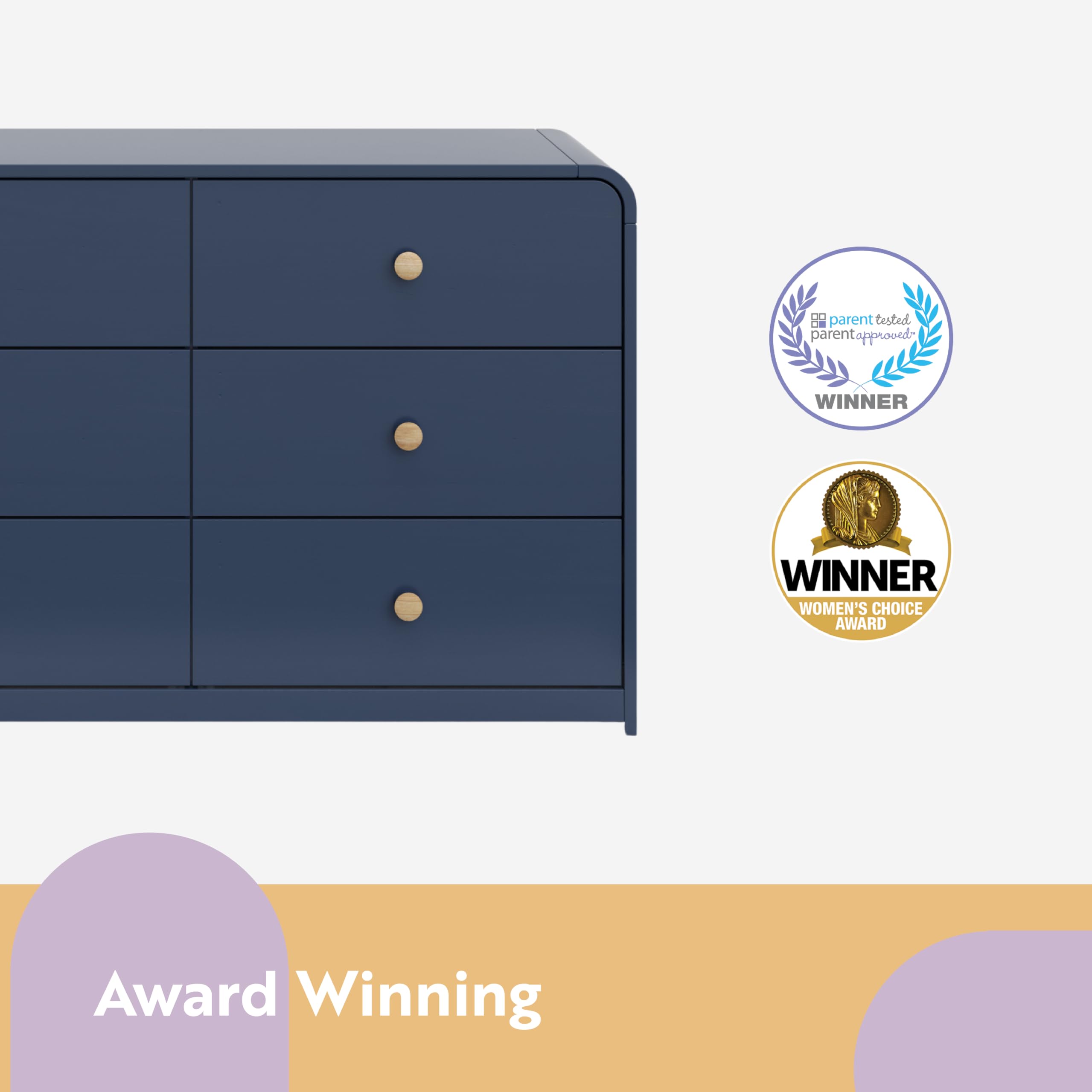 Storkcraft Santos 6-Drawer Dresser in Midnight Blue - Nursery Dresser for Kids with Storage Organizer | Perfect for Baby Room Organization & Child's Bedroom Storage