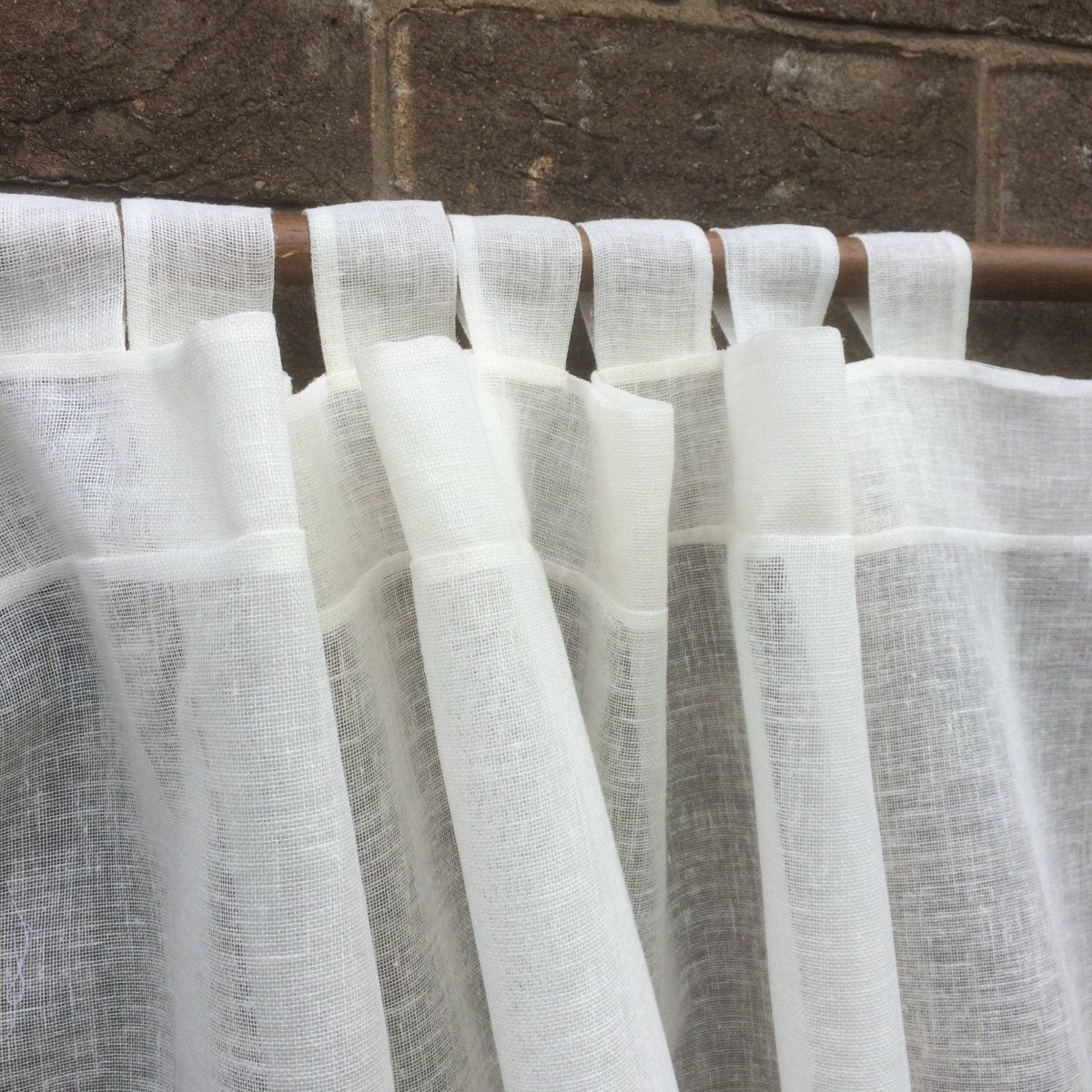 Leigh Sheer Linen Looped Panel Curtains - Light Filtering Window Drapes for Living Room & Bedroom