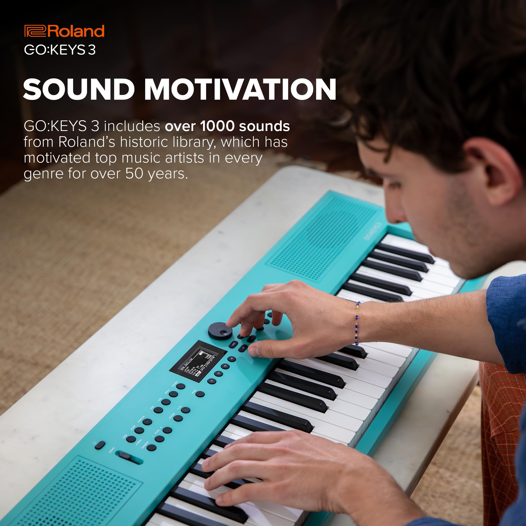 Roland GO:KEYS 3 61-Key Portable Music Keyboard with Built-In Speakers | Bluetooth MIDI & Audio Streaming | Lightweight for Home, Studio & Live Performance - Turquoise