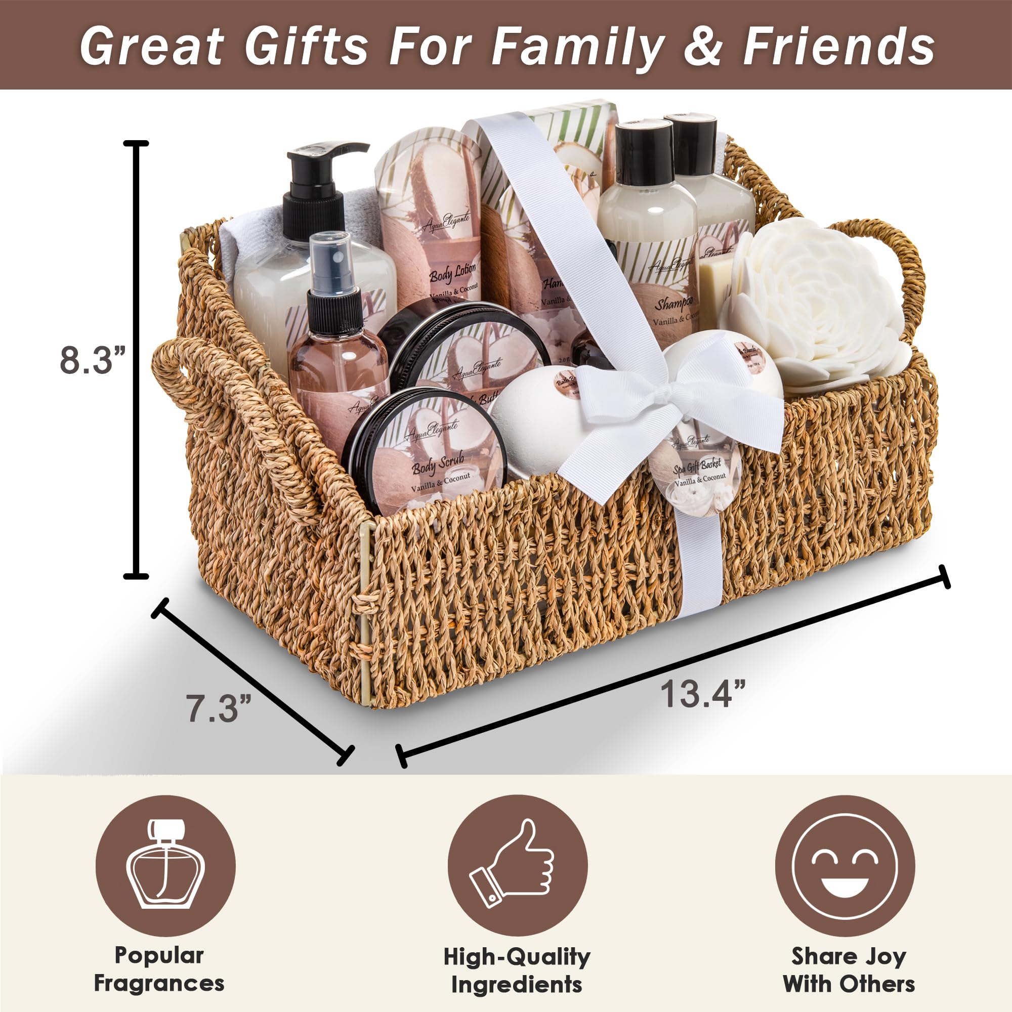 Luxury Bath & Spa Gift Set with Coconut Vanilla Scent - Includes Bubble Bath, Body Wash, Lotion, Bath Salts, Scrub, Bath Bombs, Soap & Towel - Perfect for Relaxation, Self Care & Romantic Gifts