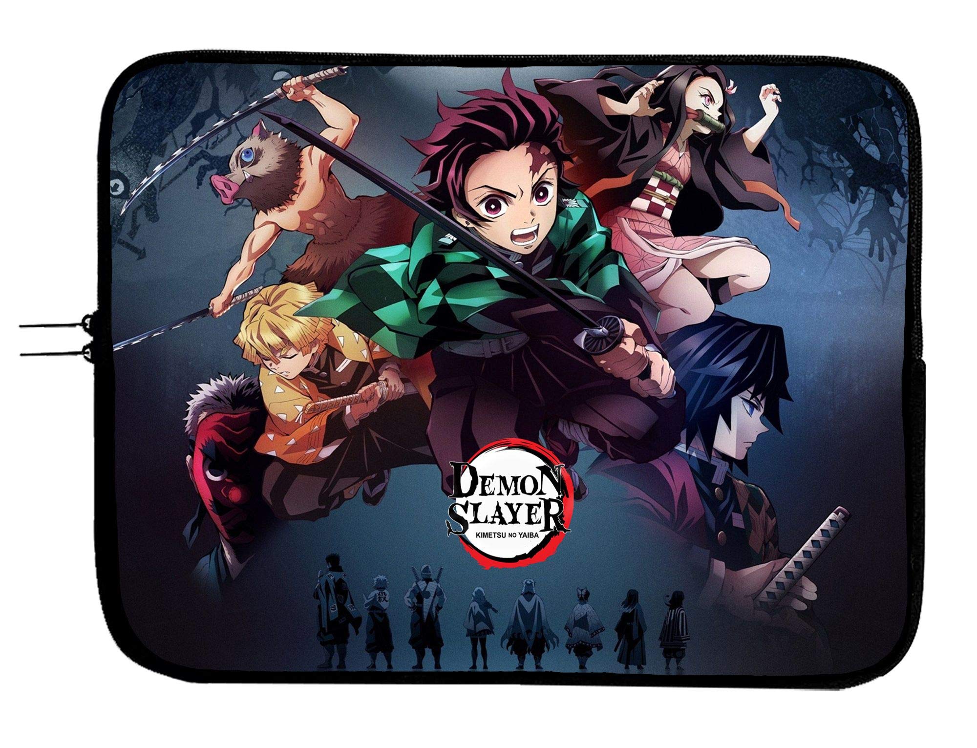 Demon Slayer Anime Laptop Sleeve 15 Inch - Waterproof Neoprene Notebook Case with Cushion for MacBook/Surface/Tablet - Includes Free Anime Mousepad - Perfect for School, Work & Travel