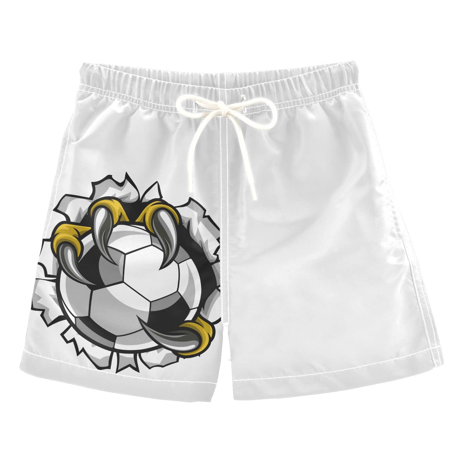 Monster Claw Quick Dry Swim Trunks for Boys & Teens - Cartoon Football Design | Perfect for Swimming, Beach, Pool & Summer Water Sports Activities