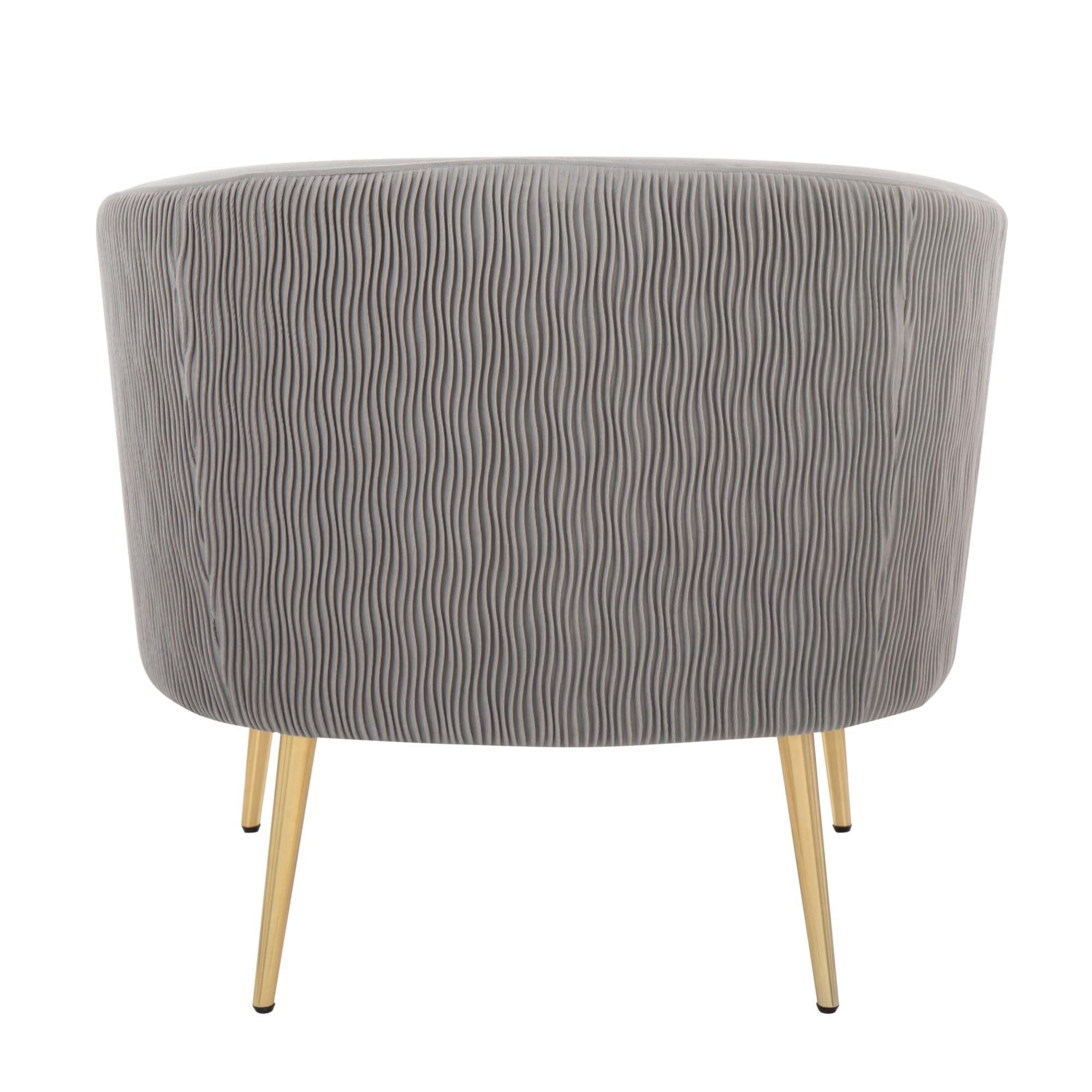 LumiSource Tania Pleated Waves Velvet Accent Chair - Gold Modern Armchair for Living Room & Bedroom - Comfortable Contemporary Lounge Chair for Home Decor, Reading Nook, or Office Space