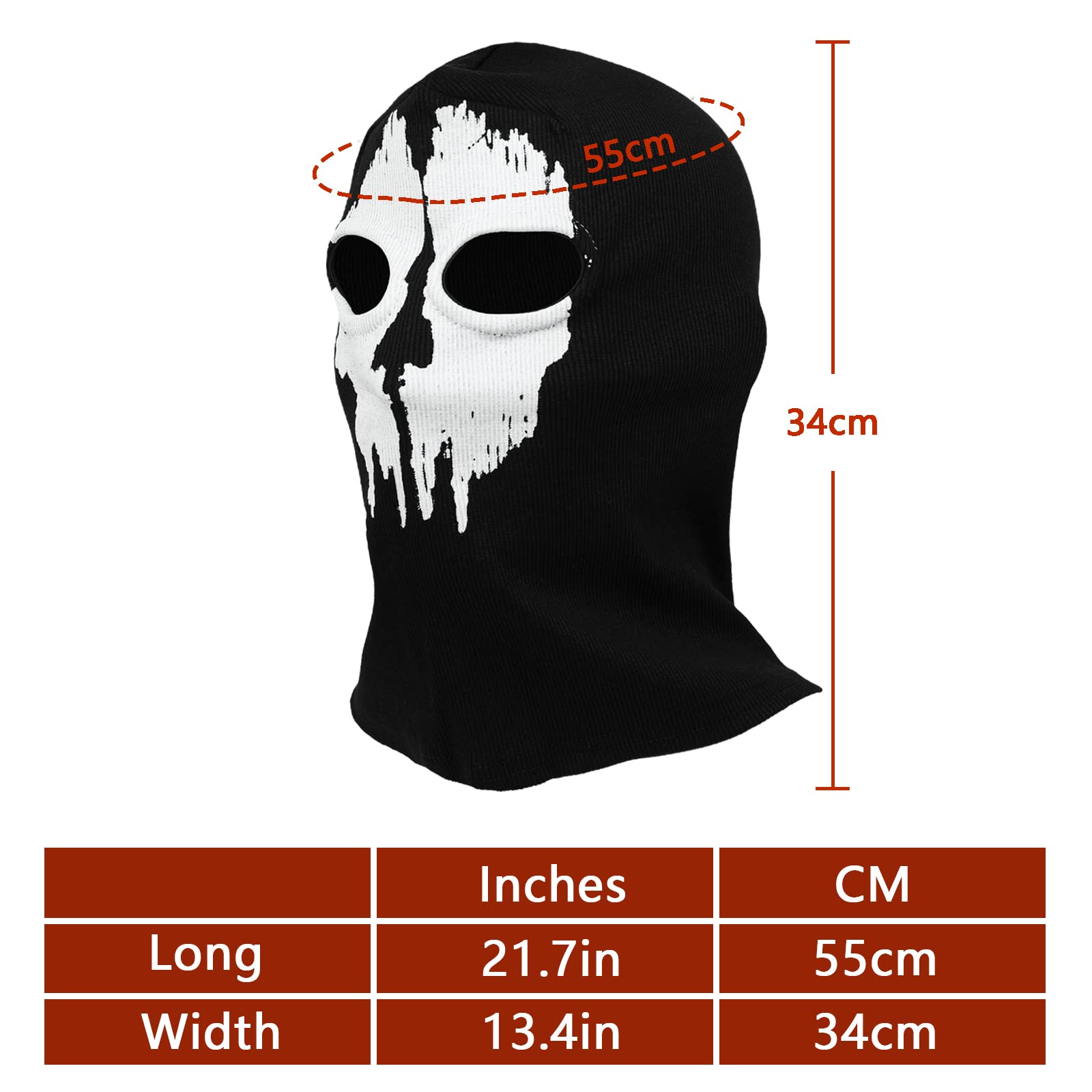 Cafele Balaclava Skull Ghost Mask - Ski Mask & Skeleton Face Scarf for Men - Motorcycle, Cycling & Outdoor Activities - Halloween, Cosplay & Winter Sports Accessory