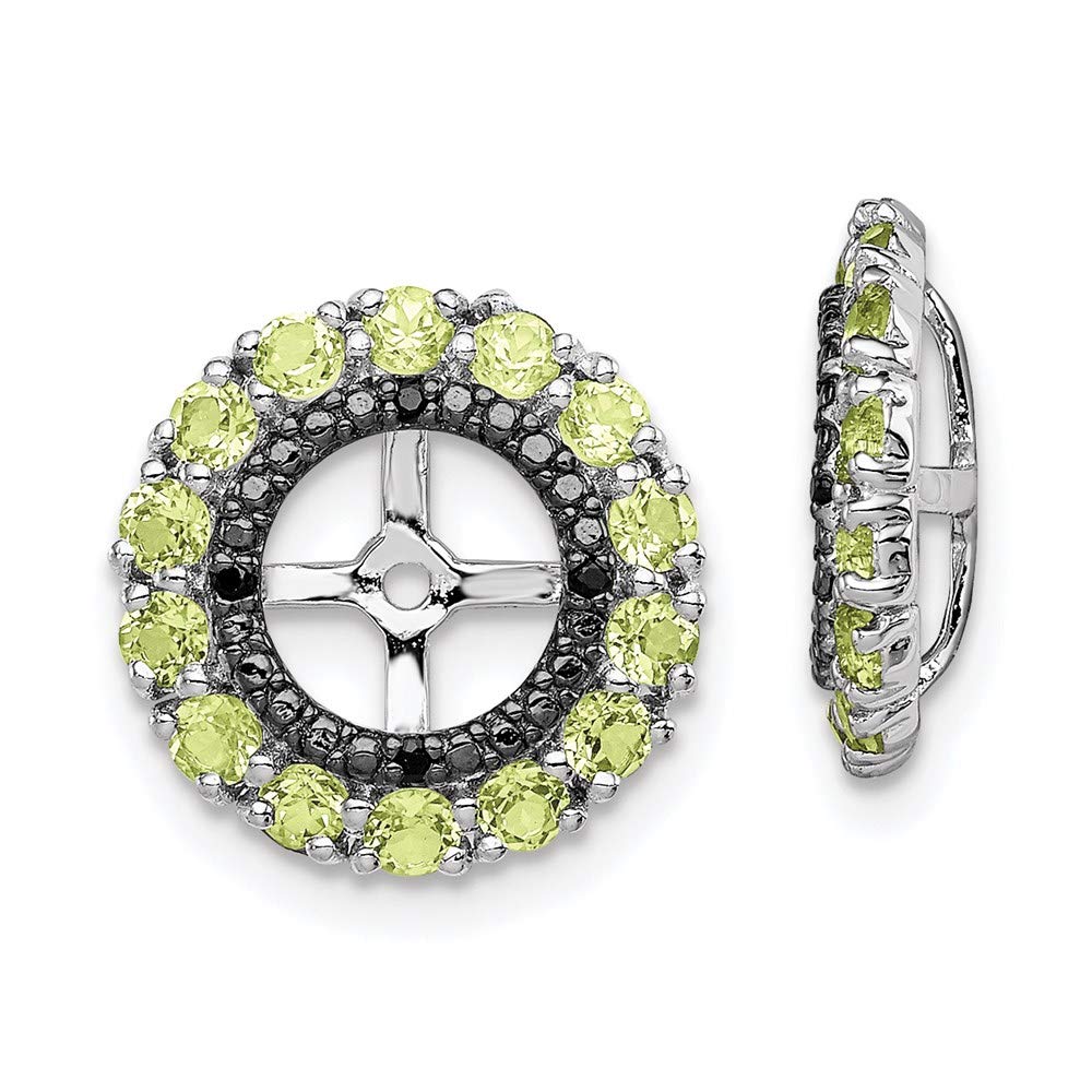 Sterling Silver Peridot and Black Sapphire Earring Jackets - Elegant Dangle Earring Enhancers for Women, Perfect for Weddings, Parties & Special Occasions