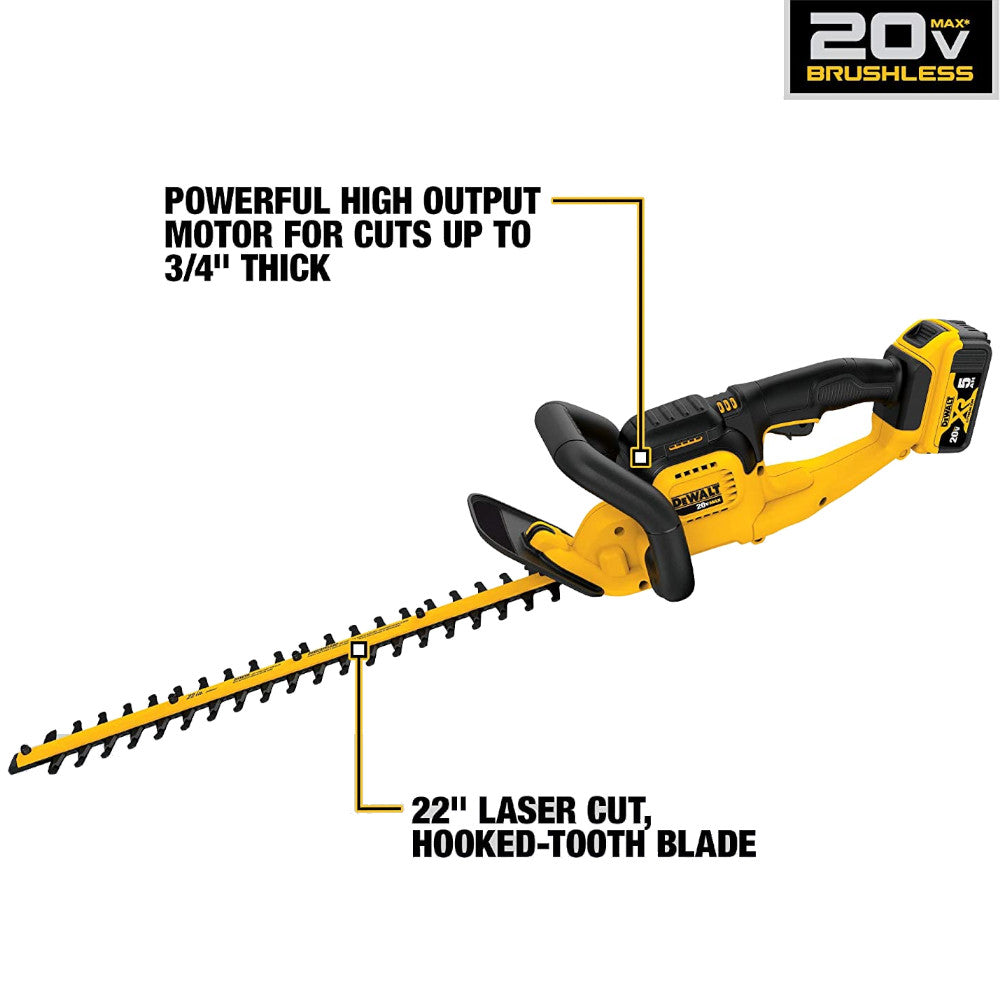 DEWALT 20V Max Cordless Hedge Trimmer with 5Ah Lithium-Ion Battery | Refurbished with Warranty | DCHT820P1 | Perfect for Landscaping, Yard Maintenance & Professional Gardening