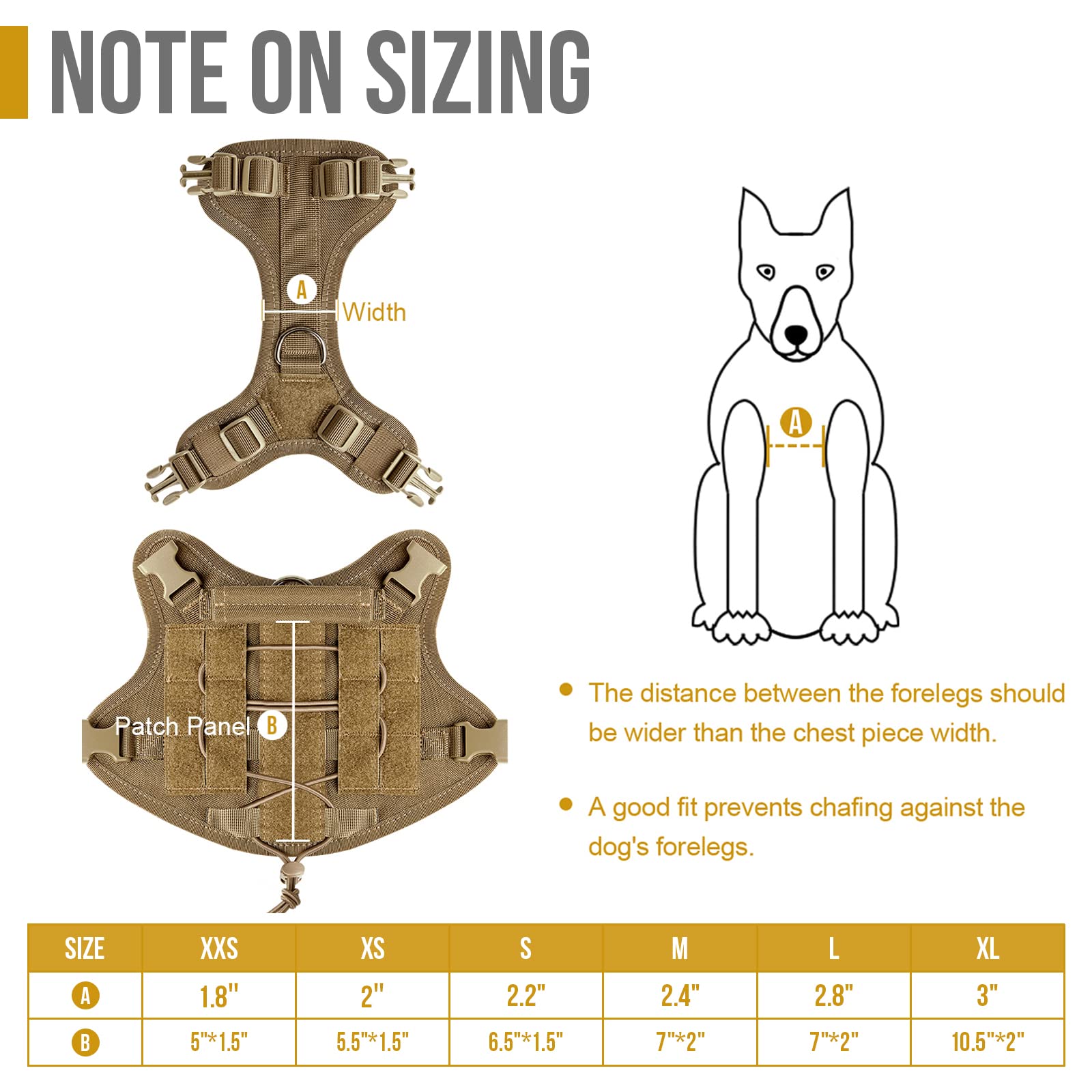 OneTigris Tactical Dog Harness Vest - No-Pull Service Dog Vest with Hook & Loop Panels, Adjustable Pet Harness for Walking, Hiking & Training - Coyote Brown, XS - Perfect for Outdoor Adventures & Service Dogs