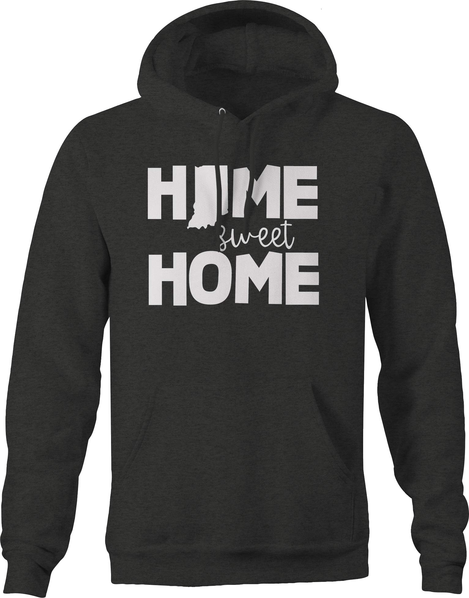 Indiana State Native Hometown Love Hoodie for Men - Dark Grey | Cozy Pullover Sweatshirt for Home, College & Casual Wear