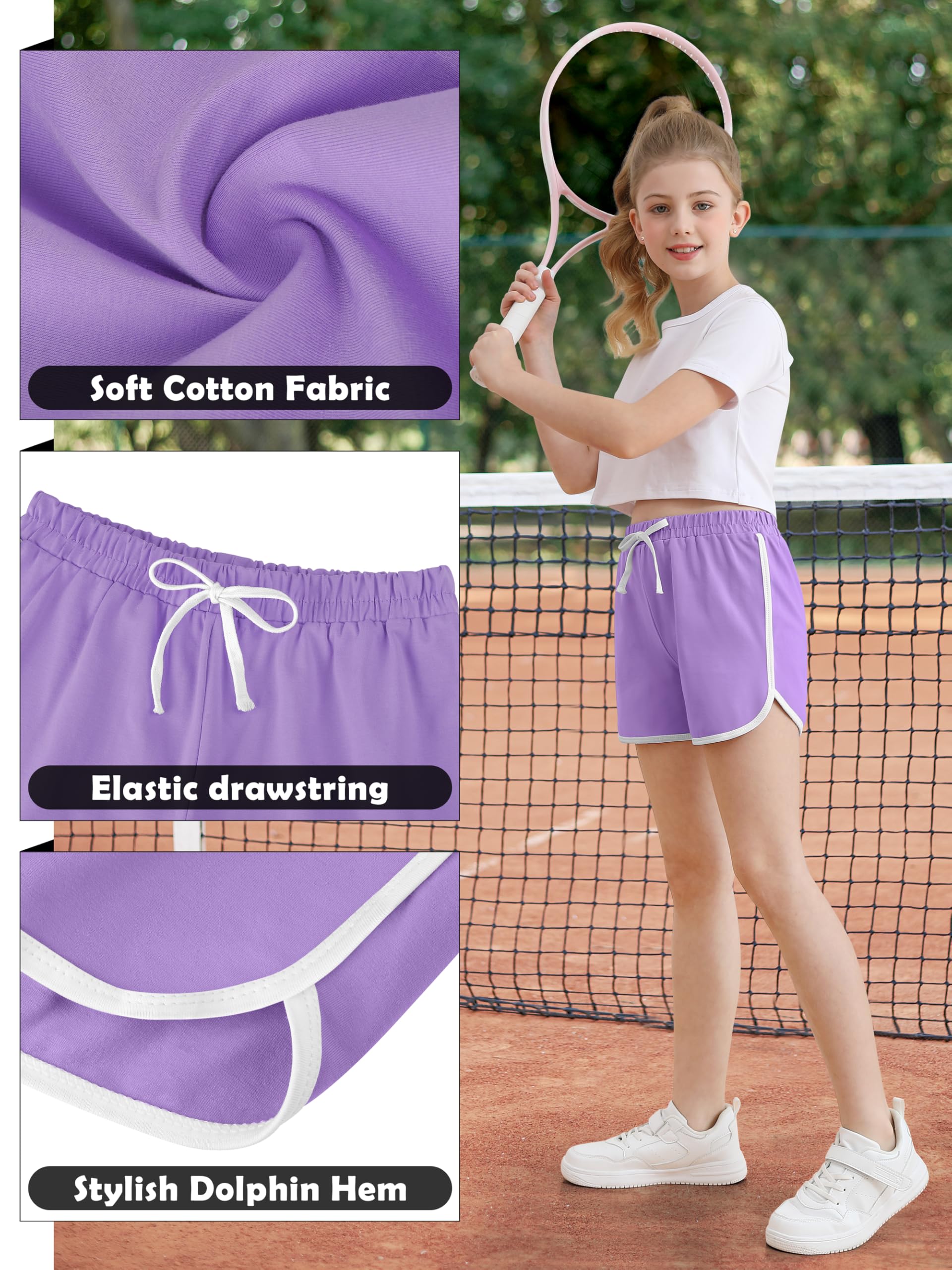 Resinta 5-Pack Girls Cotton Athletic Shorts - Breathable Running Shorts for Toddlers, Summer Activewear, Yoga & Playtime - Perfect for Sports, Gym, and Outdoor Activities