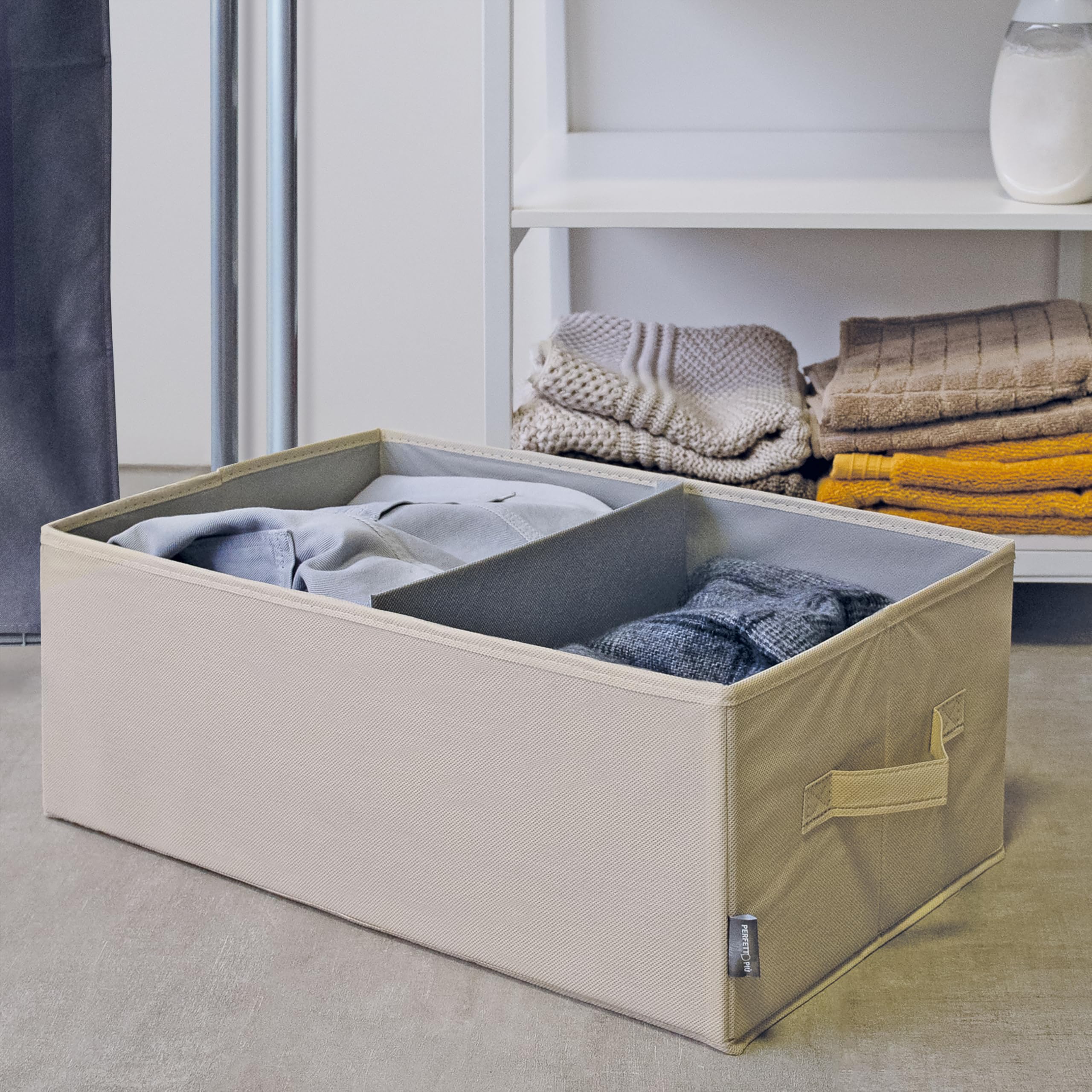 Perfetto Organizer TNT Drawer Easybox - 30 x 50 x 20 cm Storage Box, Beige/Ecru, One Size - Perfect for Closet, Underbed & Office Organization