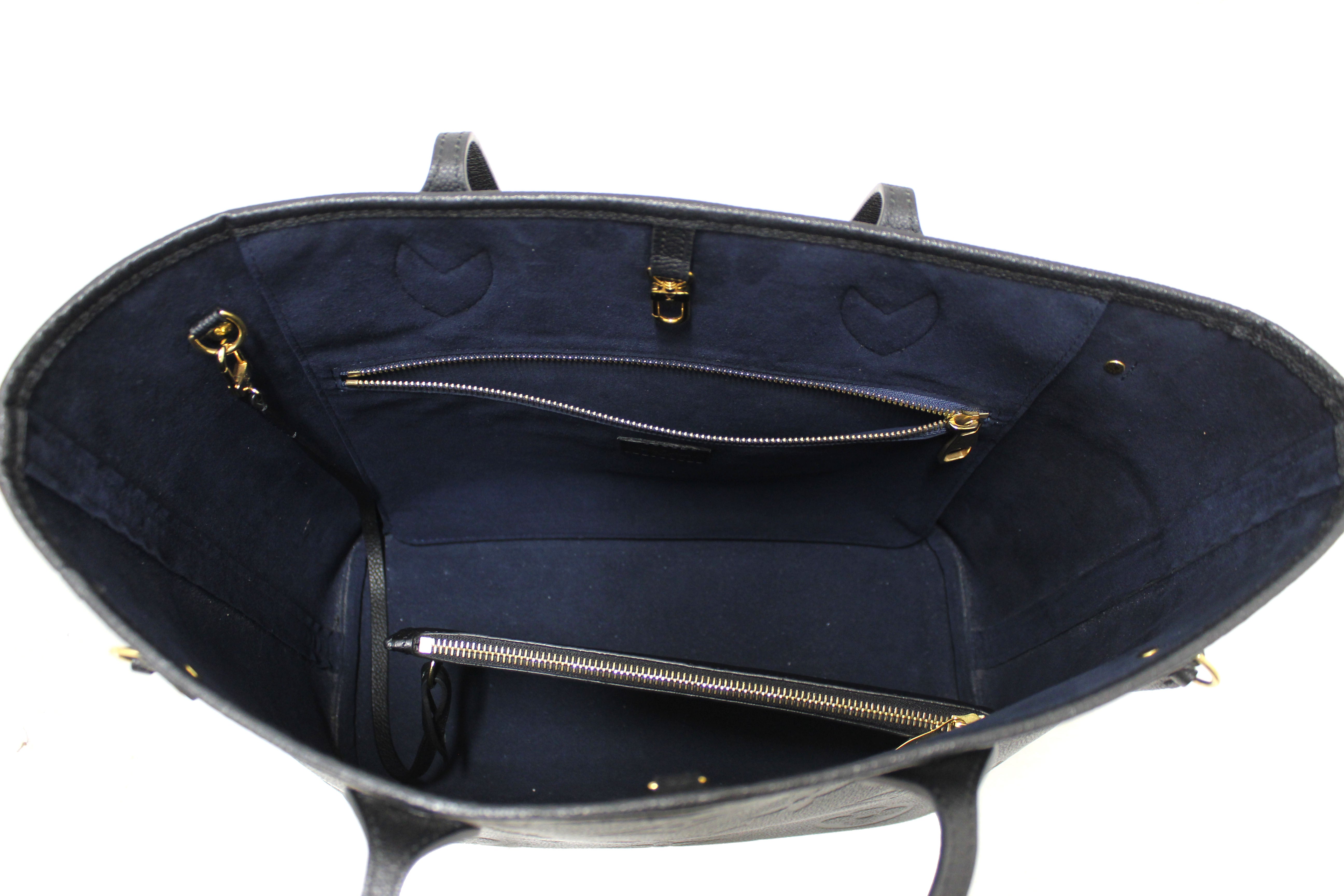 Authentic Louis Vuitton Black Monogram Empreinte Leather Neverfull MM Shoulder Bag Tote Purse for Women - Luxury Designer Handbag for Work, Travel & Everyday Use