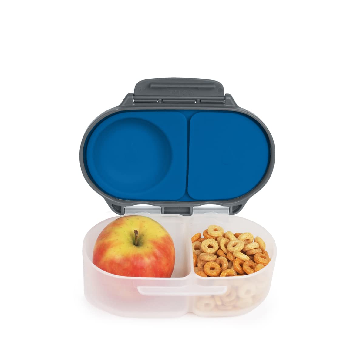 b.box Snack Box for Kids & Toddlers - 2 Compartment Leak Proof Bento Lunch Box, BPA Free & Dishwasher Safe | Perfect for School, Travel & Daycare | 12oz Capacity, Blue Slate (Ages 4 Months+)