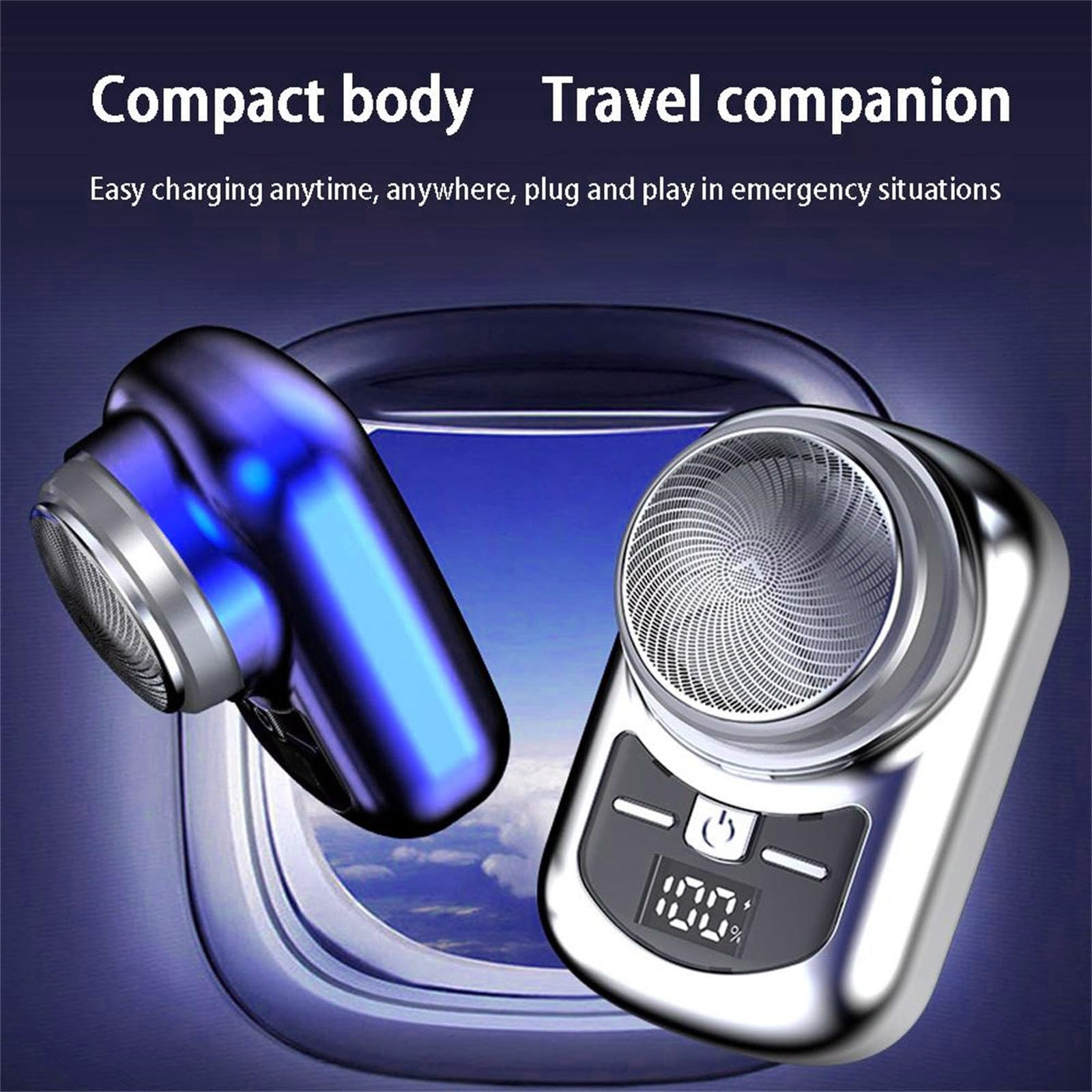 Rechargeable Portable Electric Travel Shaver for Men - Waterproof USB Charging Beard Trimmer with Digital Display & High-Speed Motor - Perfect for Home, Travel, Gym and Daily Grooming