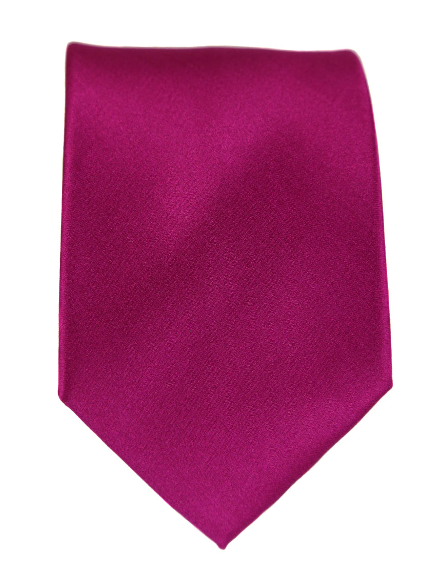 DÉCLIC Classic Plain Tie - Premium Silk Necktie for Men in Magenta | Elegant Formal Wear for Business, Weddings & Special Occasions