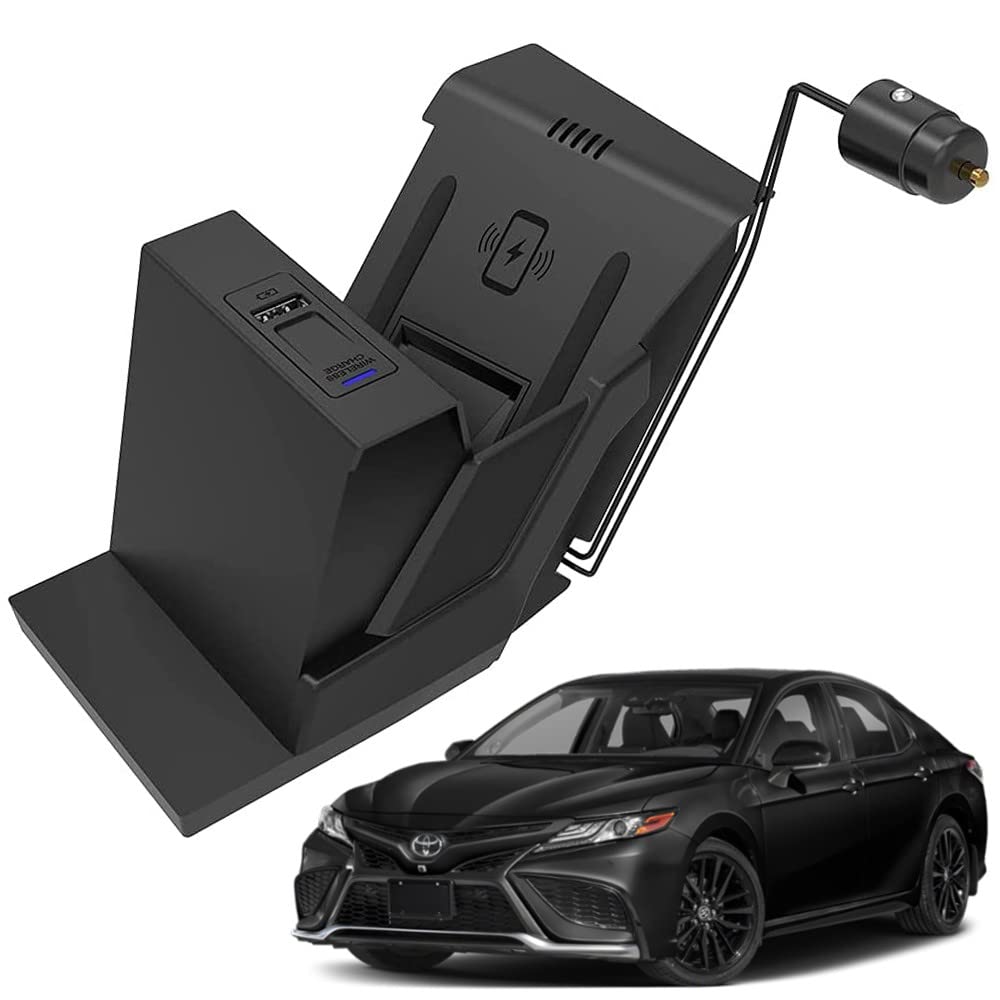 Braveking1 15W Fast Wireless Car Charger for Toyota Camry 2018-2022 Models | Qi-Certified Charging Pad Compatible with XSE SE TRD LE XLE Hybrid | Center Console Accessory for Safe Driving & Phone Charging on the Go