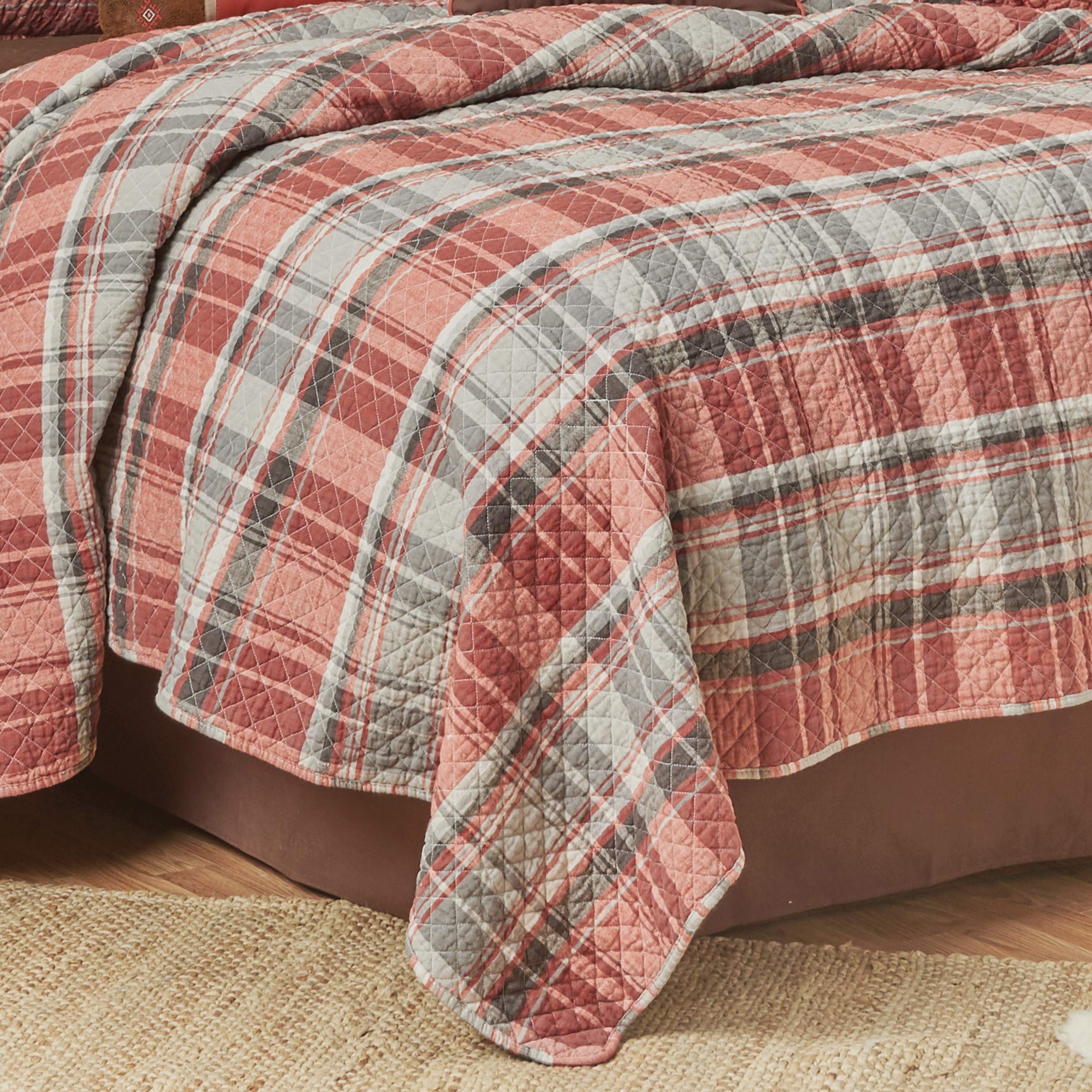 C&F Home Saffron Rustic Plaid Full/Queen Cotton Reversible Quilt Set - 3-Piece Machine Washable Bedding for Lodge, Cabin & Woodland Decor - Orange Plaid Design for Cozy Bedroom Retreat