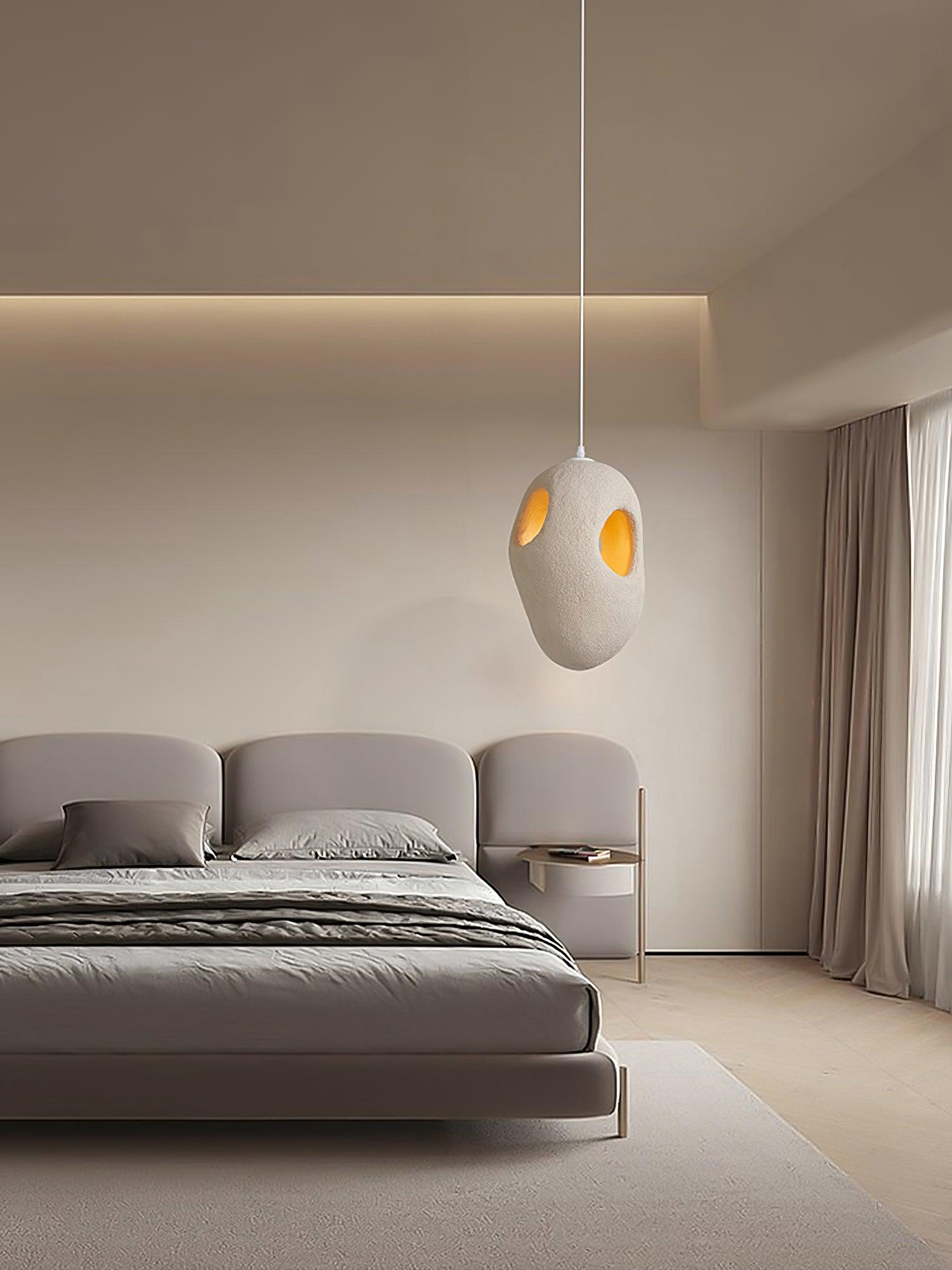 Handmade White Pendant Light - Modern Glass Hanging Lamp for Kitchen Island, Dining Room & Bedroom Lighting