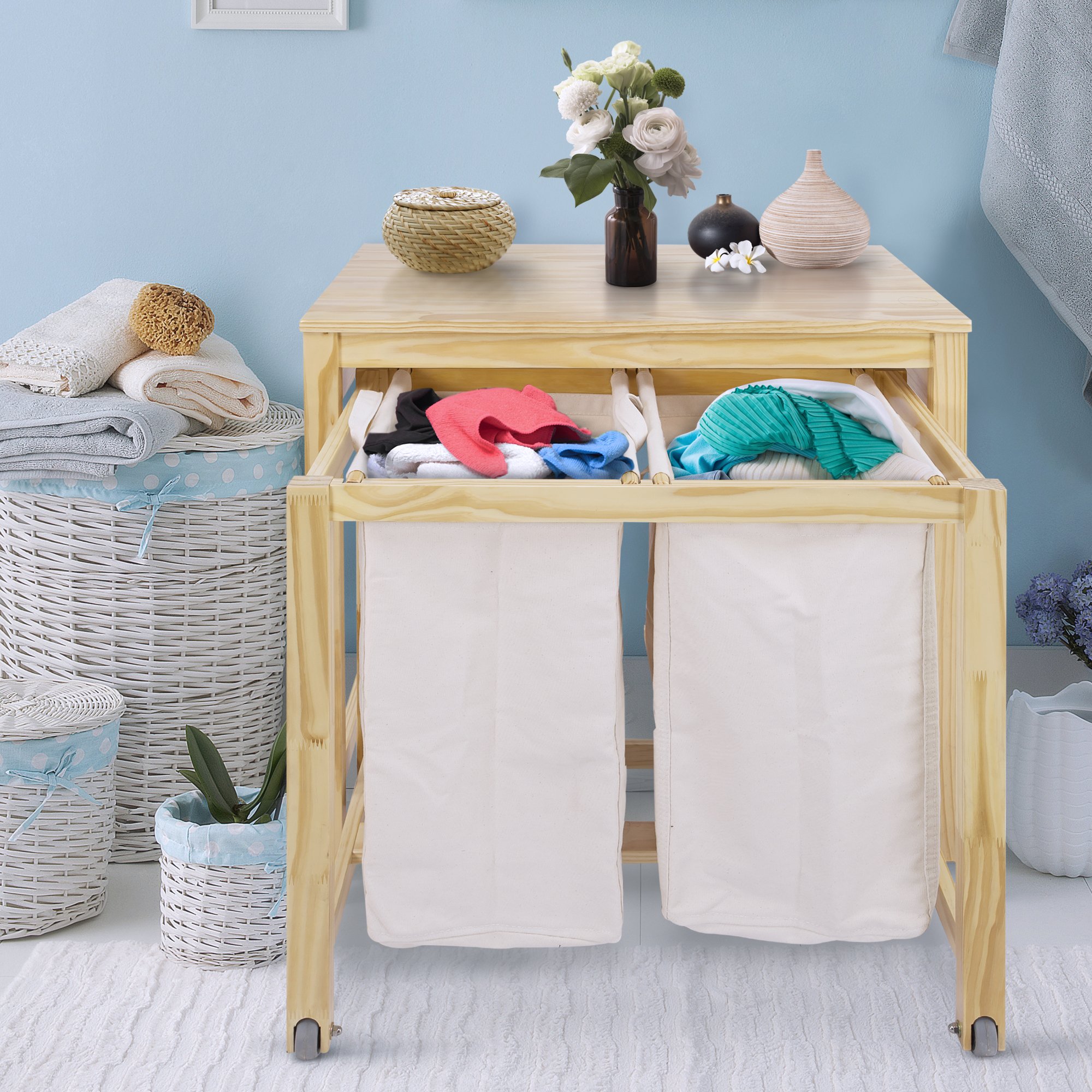 Casual Home Eco-Friendly Laundry Hamper Basket - Natural Woven Storage for Clothes, Towels & Linens - Perfect for Bedroom, Bathroom & Laundry Room Organization