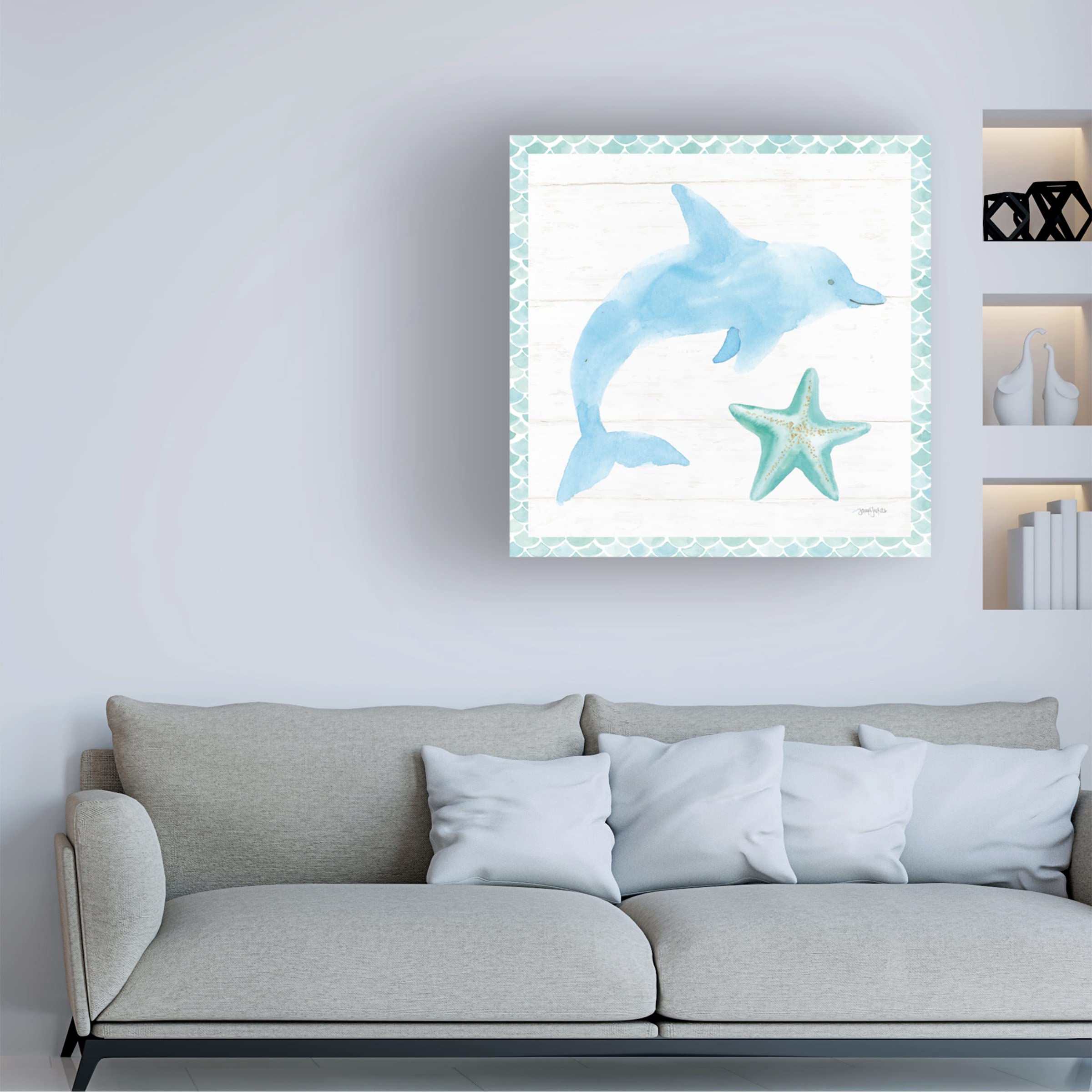 Trademark Fine Art 'Mermaid Friends VIII' Canvas Wall Art by Jenaya Jackson - Beautiful Ocean Themed Painting for Living Room, Bedroom & Nursery Decor