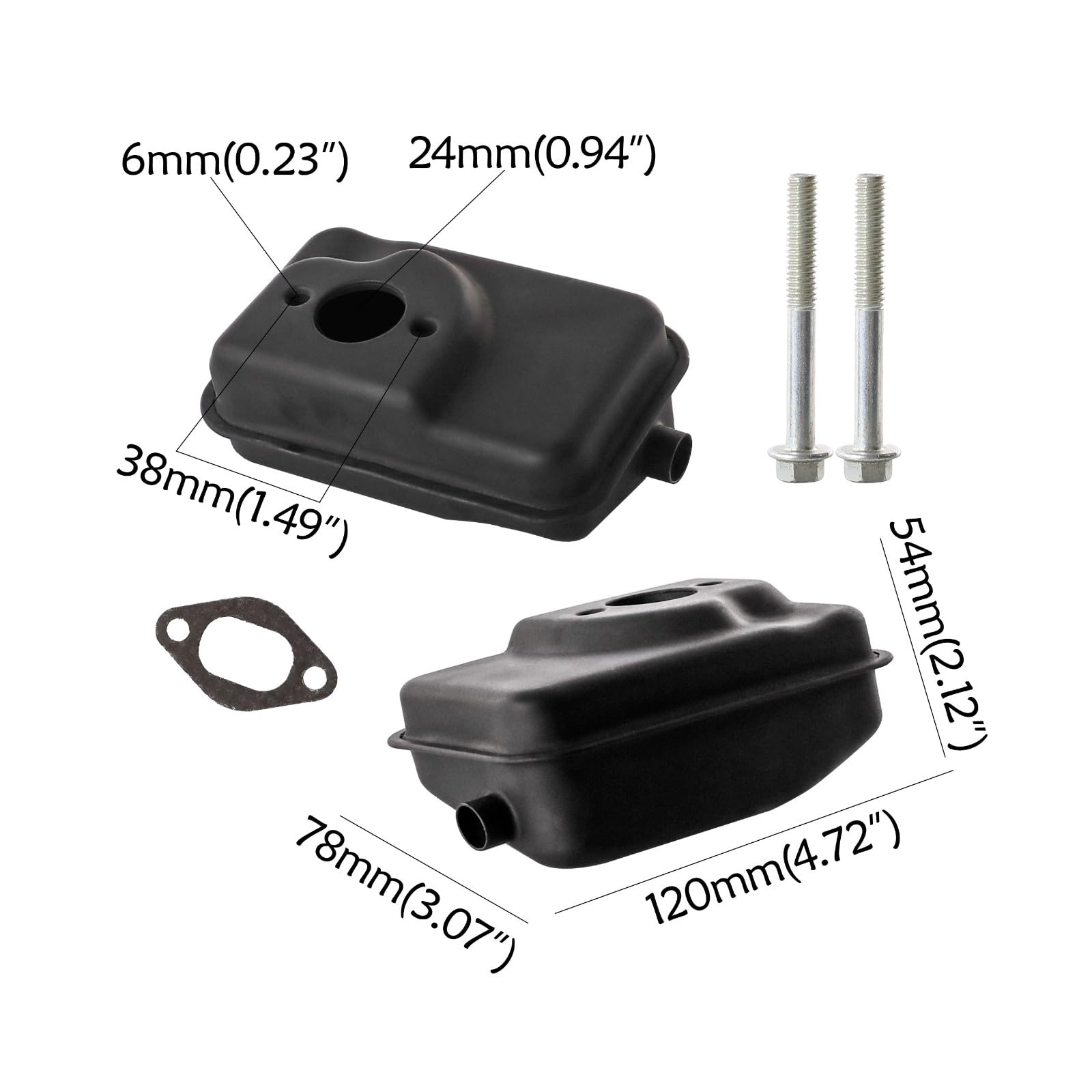 High-Performance Exhaust Pipe Muffler Silencer for 47cc 49cc 2-Stroke Engine - Compatible with Lawn Mowers, Mini PIT Bikes, Pocket Choppers, ATV Quads, Dirt Bikes & Scooters - Reduce Noise & Enhance Performance for Outdoor Riding & Yard Work