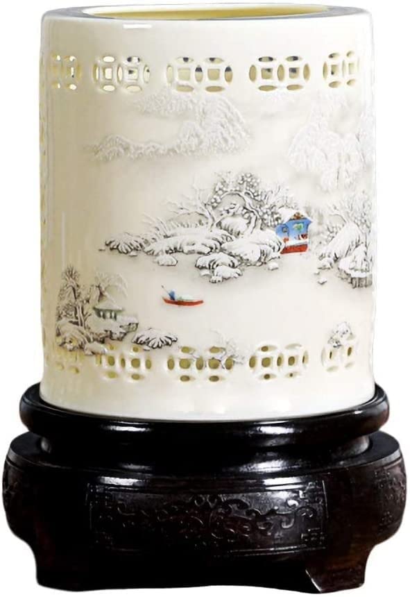 Chinese Style Ceramic Pen Holder with Engraving - Creative Ink Design Pencil Cup for Office & School - Perfect Teacher Gift, Desk Organizer for Stationery, Pens & Pencils (Ideal for Home Office, Classroom & Workspace Decor)