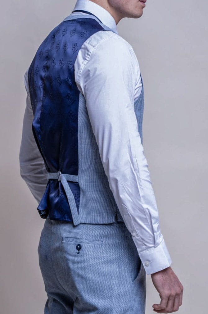 Cavani Miami Men's Sky Blue Waistcoat Vest | Slim Fit Formal Waistcoat for Weddings & Business | Premium Light Blue Menswear for Special Occasions