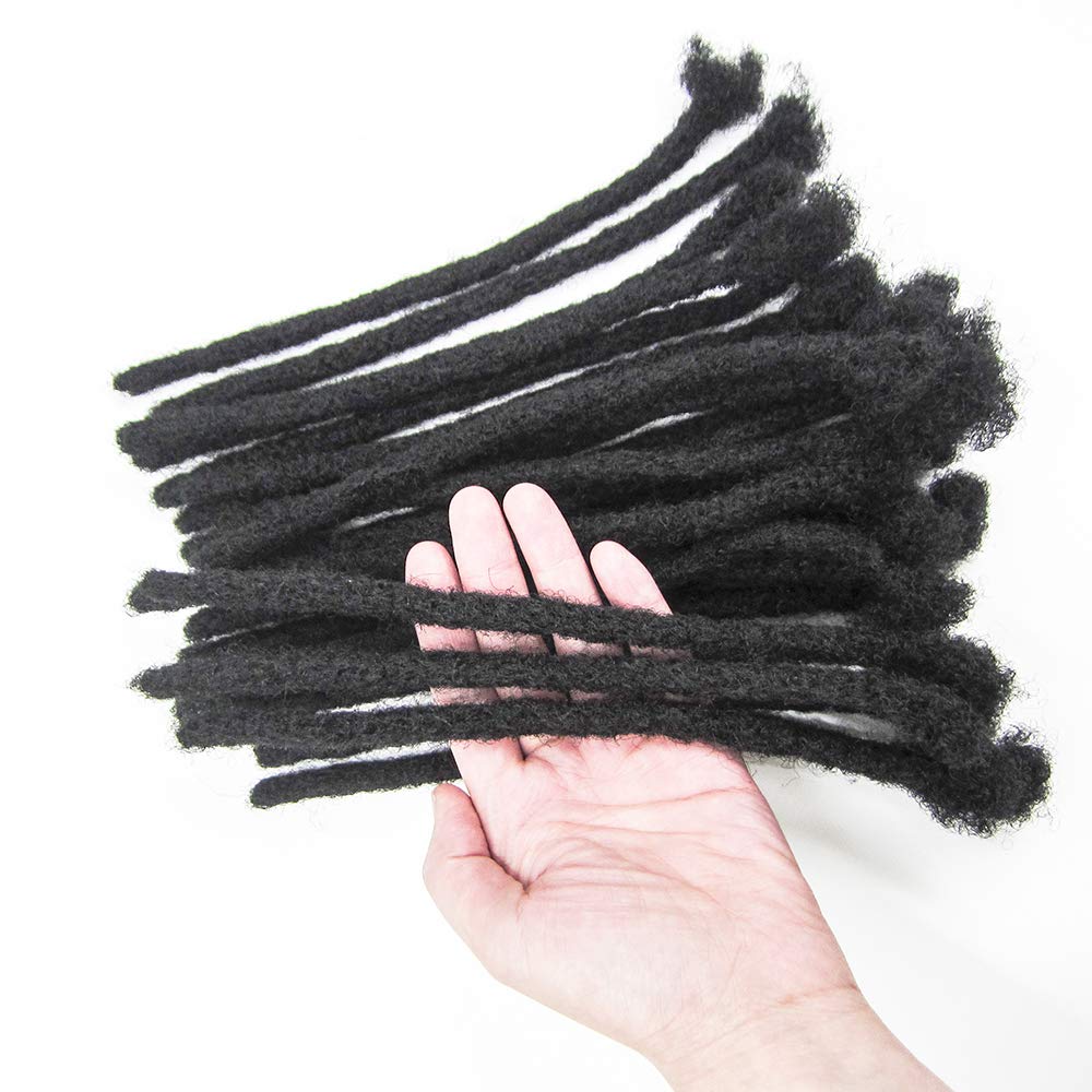 100% Real Human Hair Dreadlock Extensions - 8 Inch 0.6cm Thickness 70 Strands Handmade Loc Extensions for Women Men & Kids (Natural Black) | Can Be Dyed, Curled & Bleached | Perfect for Protective Styles, Halloween Costumes & Everyday Wear
