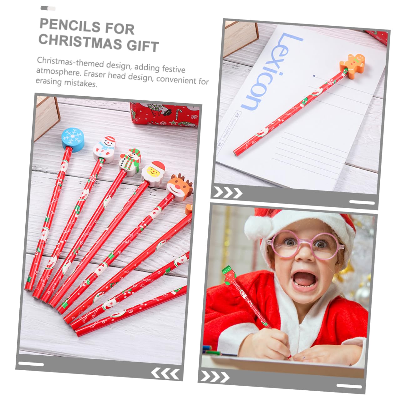 KONTONTY 24-Pack Christmas Wooden Graphite Pencils - Premium Writing & Drawing Pencils for School, Office, Holiday Gifts & DIY Crafts