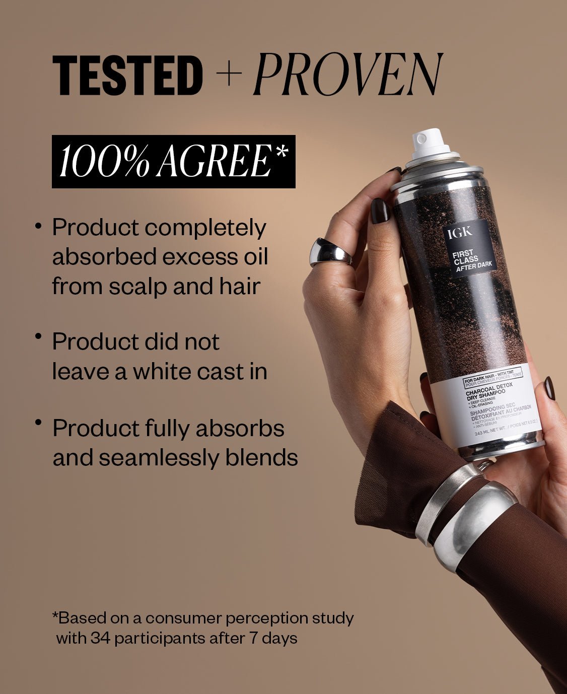 FIRST CLASS AFTER DARK Tinted Charcoal Detox Dry Shampoo for Oily Hair - Volumizing & Refreshing Hair Care Solution for Busy Mornings, Travel & Post-Workout