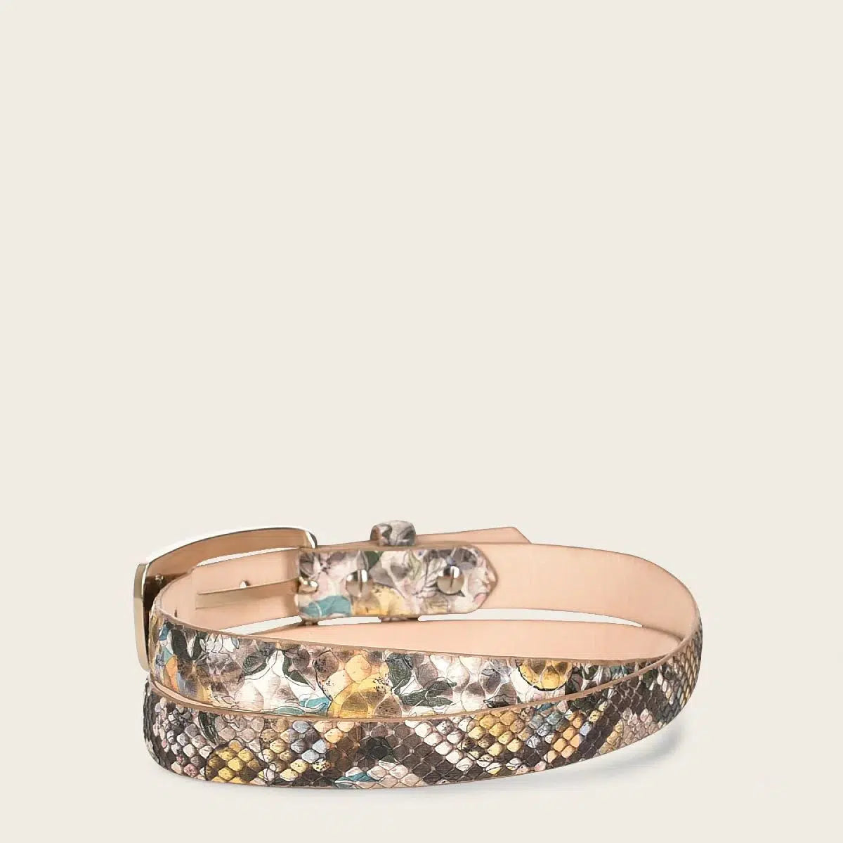 CDA21PI Cuadra Grey Casual Python Belt for Women - Stylish & Trendy Accessory for Everyday Wear, Office & Outfits