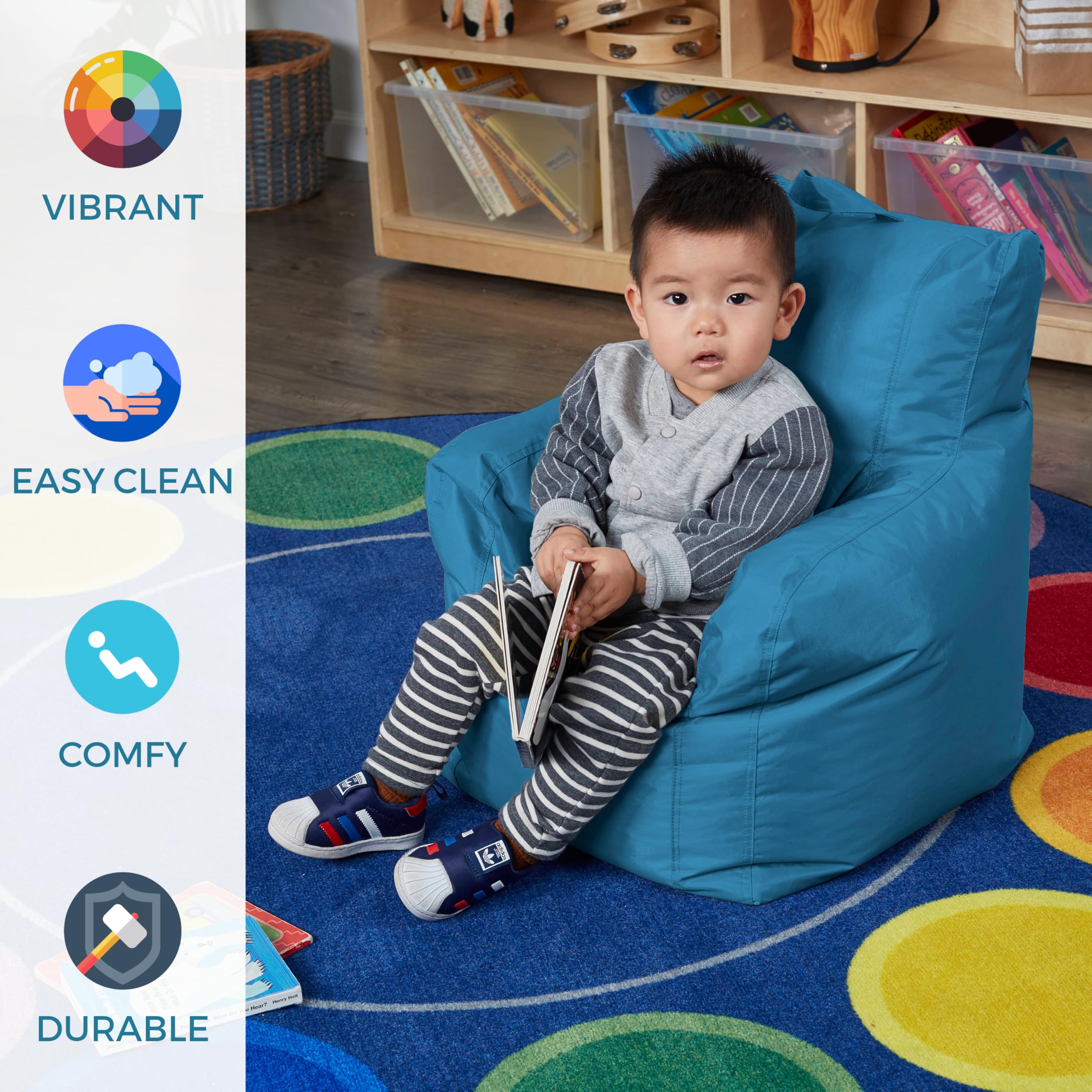 Factory Direct Partners 13303-AQ Cali Little Bear Sack Bean Bag Chair - 2-Pack Dirt-Resistant Coated Oxford Fabric Bean Bags in Aqua Blue - Perfect for Kids' Rooms, Playrooms, and Cozy Reading Nooks