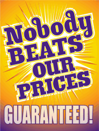 Vinyl Window Sign - Nobody Beats Our Prices | Durable Weatherproof Business Advertising Decal for Storefronts & Retail Displays