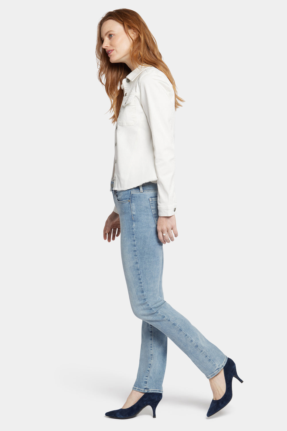 Stylish Frayed Hem Denim Jacket in Optic White - Perfect for Casual Outfits & Streetwear Looks