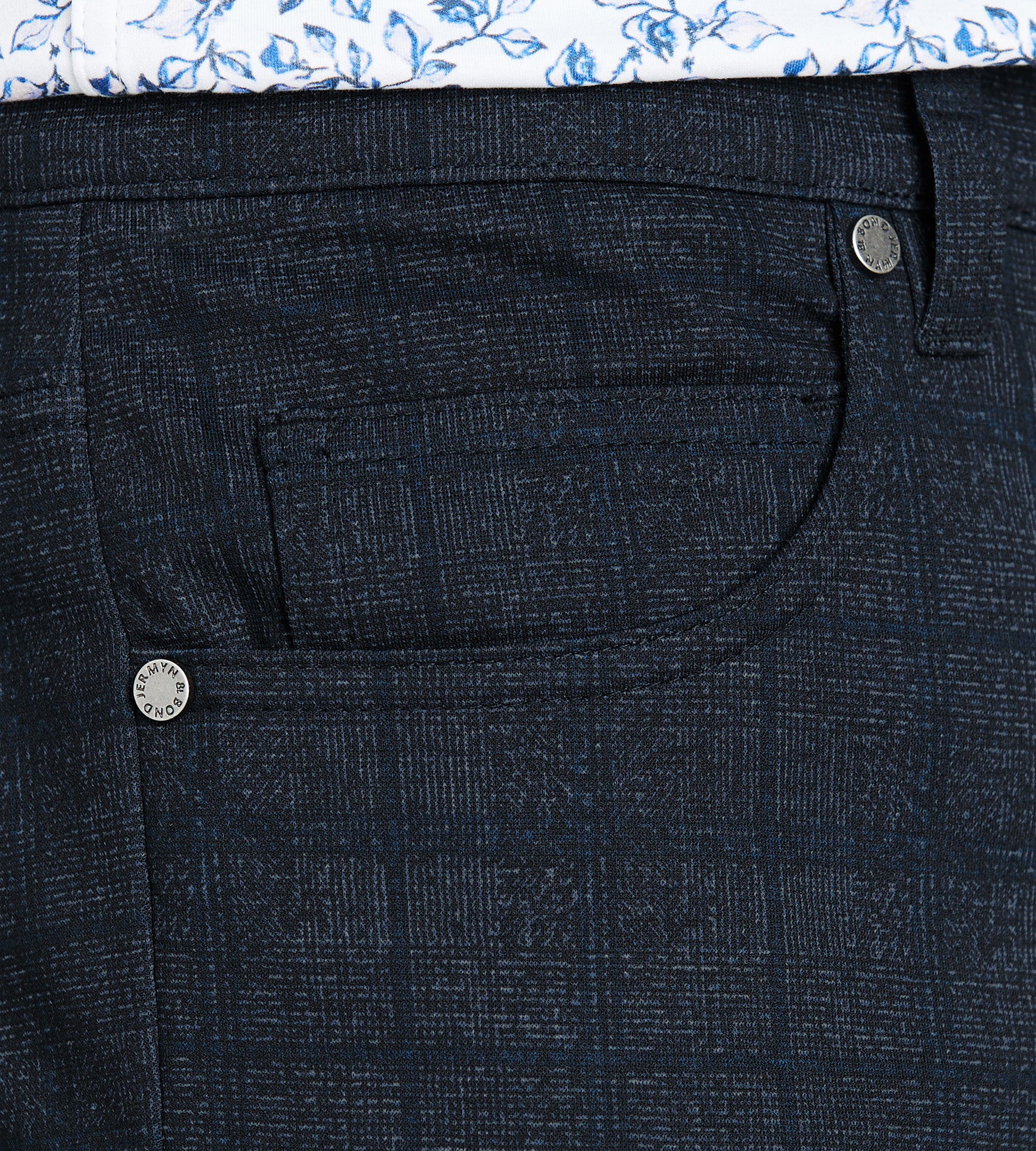 Modern Fit 4-Way Stretch 5-Pocket Casual Checkered Pants for Men - Comfortable Office & Weekend Wear