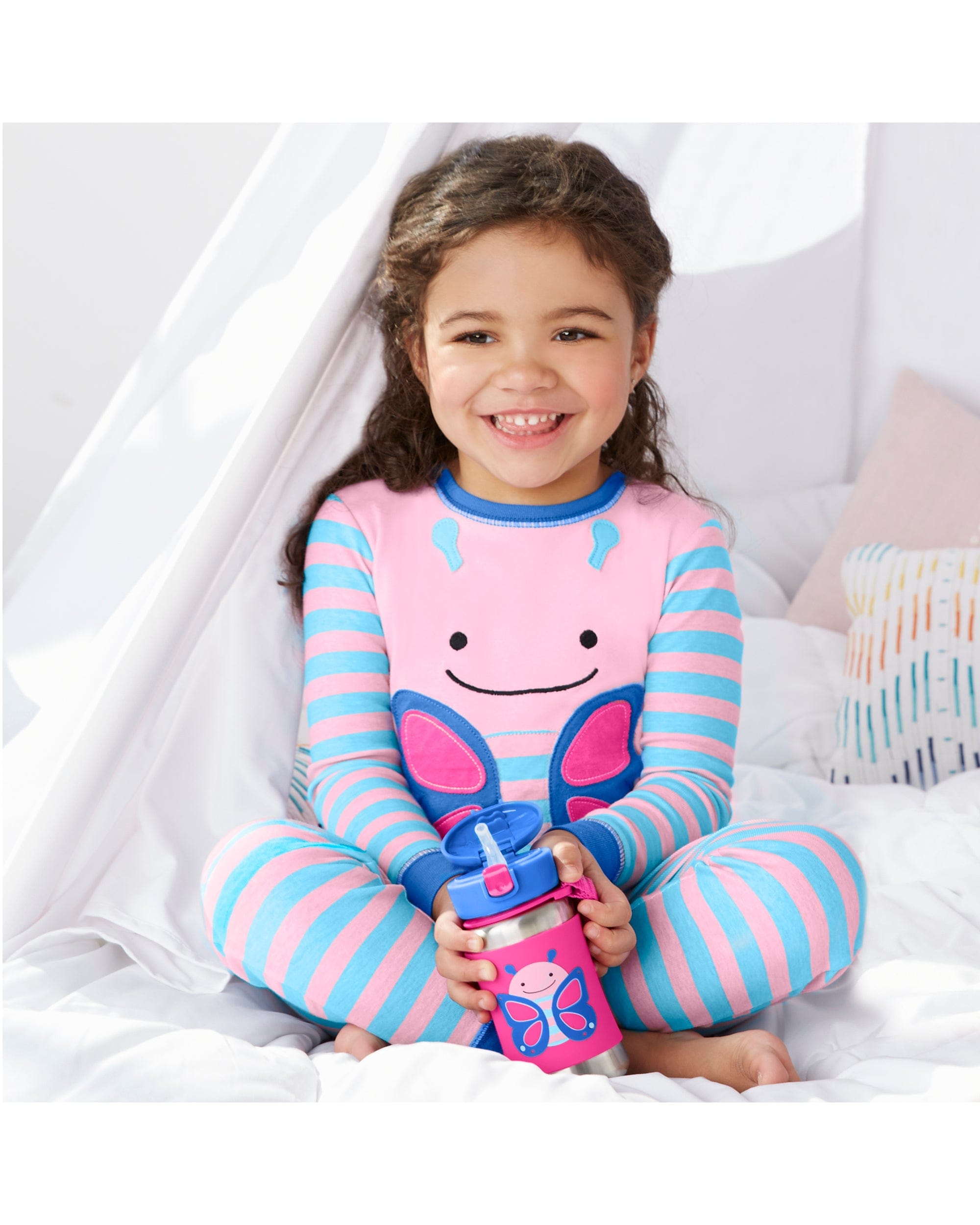 Skip Hop Zoo Stainless Steel Straw Bottle - Insulated Kids Water Bottle with Leak-Proof Lid, BPA-Free & Eco-Friendly - Perfect for School, Travel & Outdoor Activities