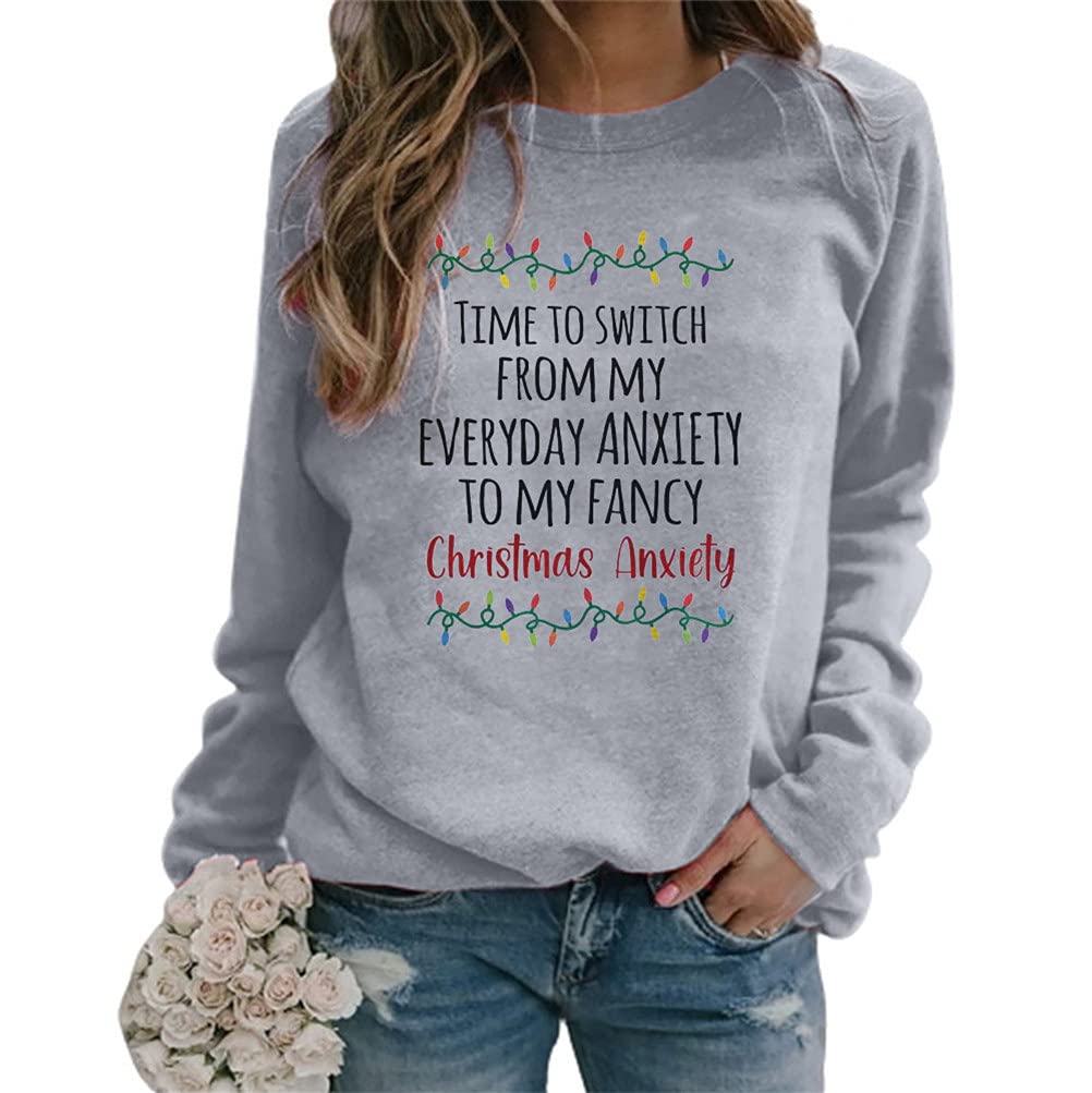 Funny Christmas Graphic Tee for Women - Cute Holiday Long Sleeve T-Shirt & Festive Blouse | Perfect for Xmas Parties, Family Gatherings & Winter Outfits