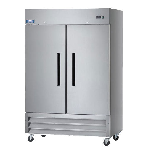 Arctic Air AR49 Commercial Reach-In Refrigerator - 2 Section Glass Door Freezer for Restaurants, Grocery Stores & Food Service Businesses - Heavy Duty Stainless Steel Refrigeration Unit with Adjustable Shelves